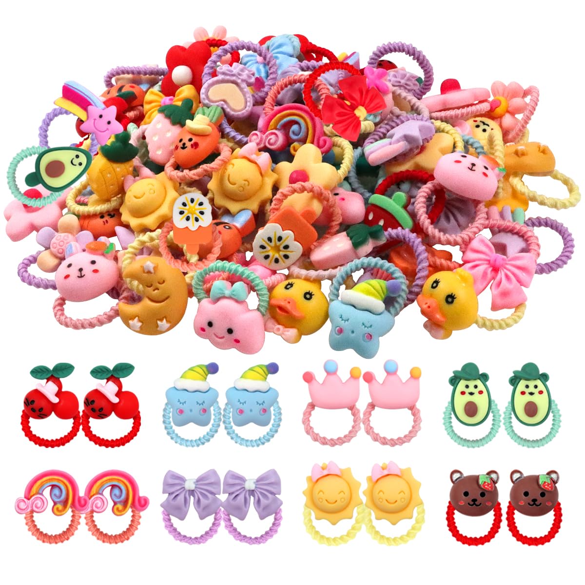 WillingTee 80Pcs Baby Hair Ties for Girls,Cute Small Hair Ties for Thin Hair,40 Pairs Ponytail Holders Elastic Hair Rubber Bands Hair Accessories for baby girls infant toddler kids