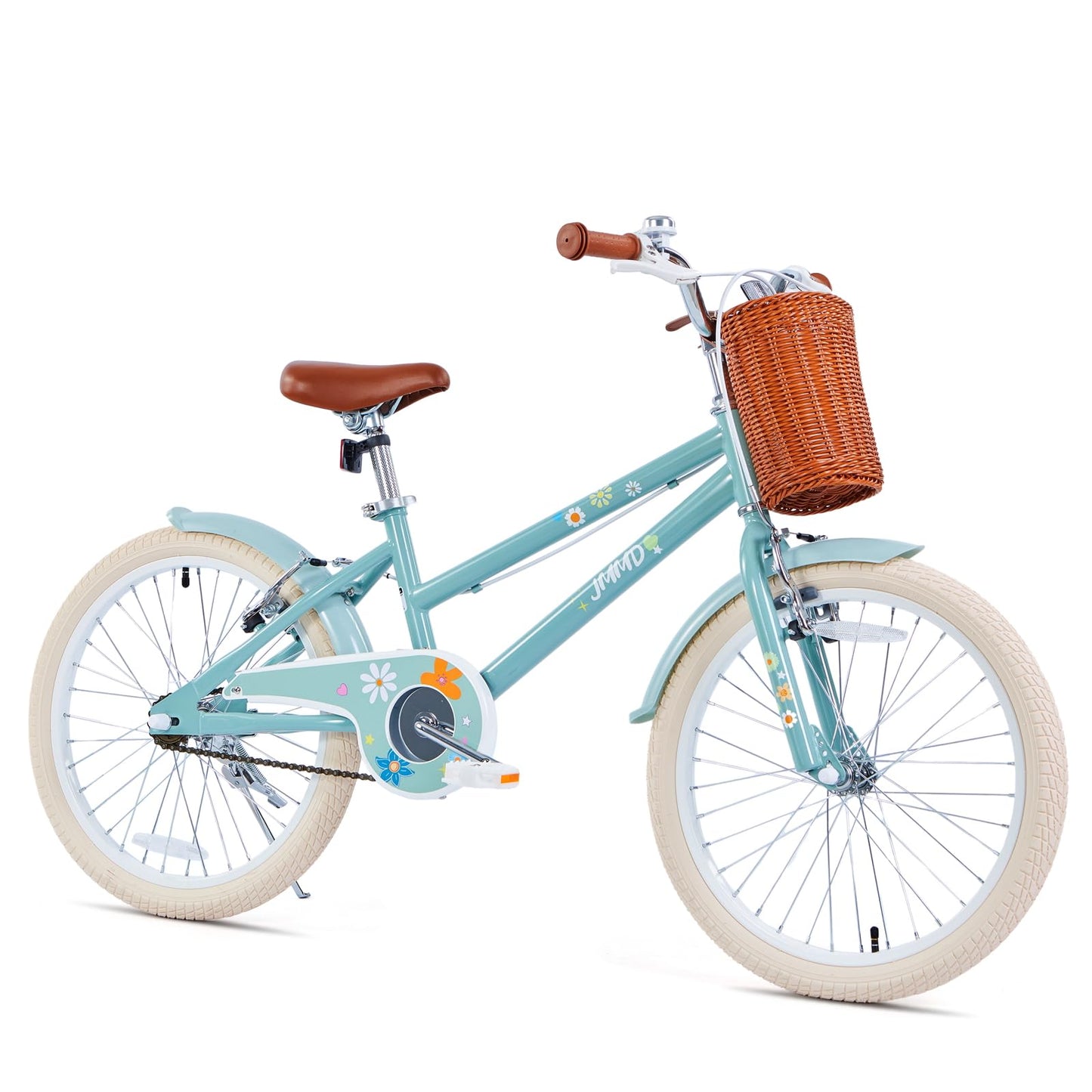 JMMD Girls Bike for 4-12 Years Old Kids, 12 14 16 18 20 24 Kids Bike with Training Wheels, Basket and Doll Seat, Toddler Girls Bicycles with Handbrake & Kickstand, Mint