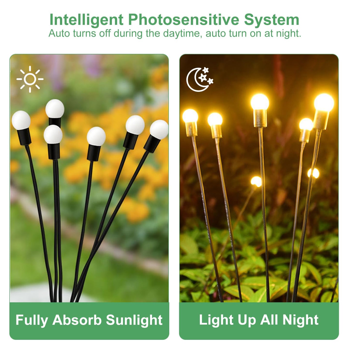 AAOVEFOX Solar Outdoor Lights, 6 Pack Firefly Solar Garden Lights for Outside, Garden Decorations