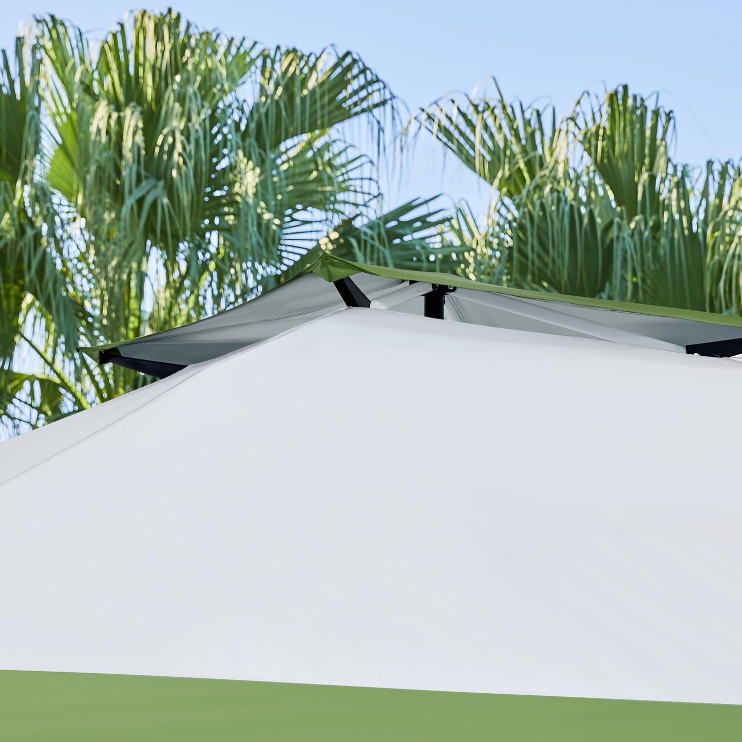 Yaheetech 13x13 Pop Up Canopy Tent, Straight Leg Easy Single Person Set-up Folding Shelter w/Extending Eaves w/Rolling Storage Bag & Sandbags for Garden, Patio, Lawn, Backyard, Deck, Light Gray/Green