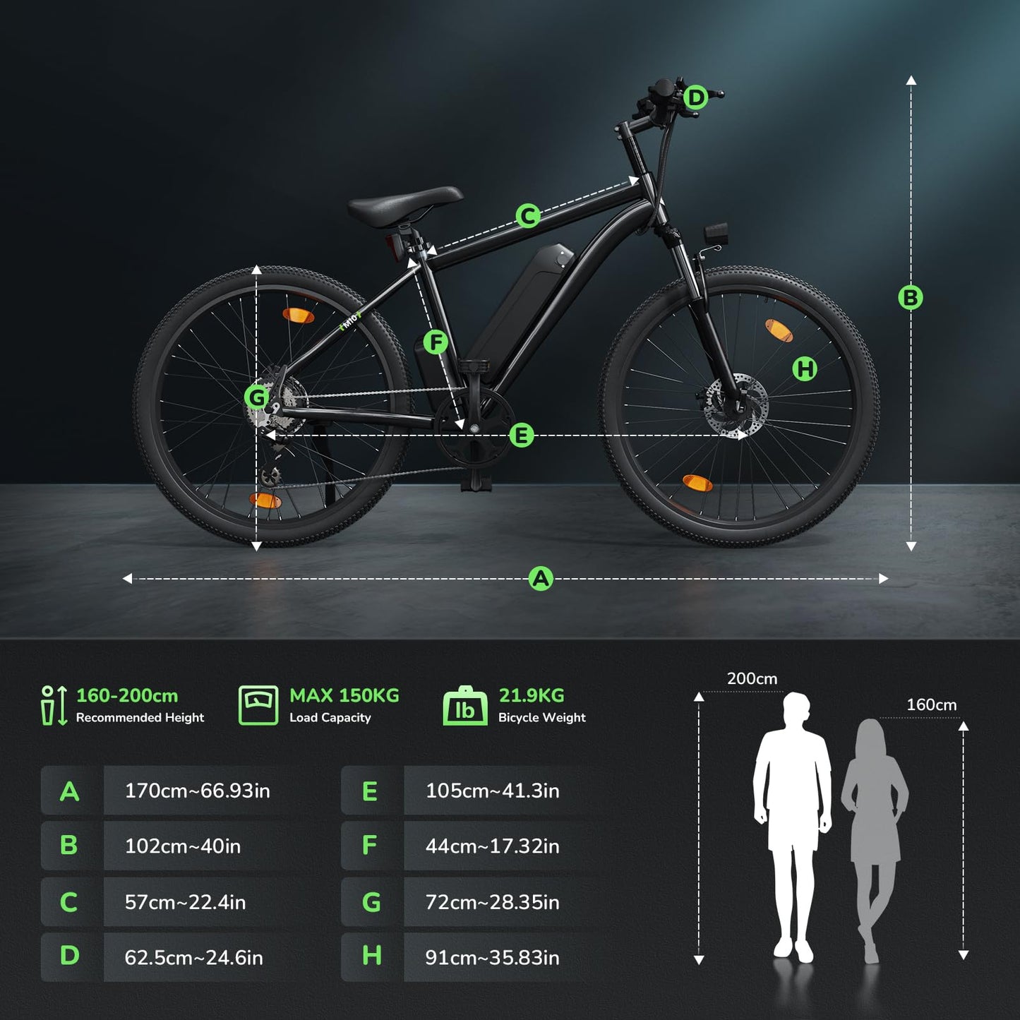 35-Speed Electric Bike for Adults 750W 26" Tire Commuting Electric Mountain Bike 20MPH Range 55+ Miles 374.4Wh Removable Battery Front Fork Suspension Lightweight Electric Bicycle,Black with Fenders