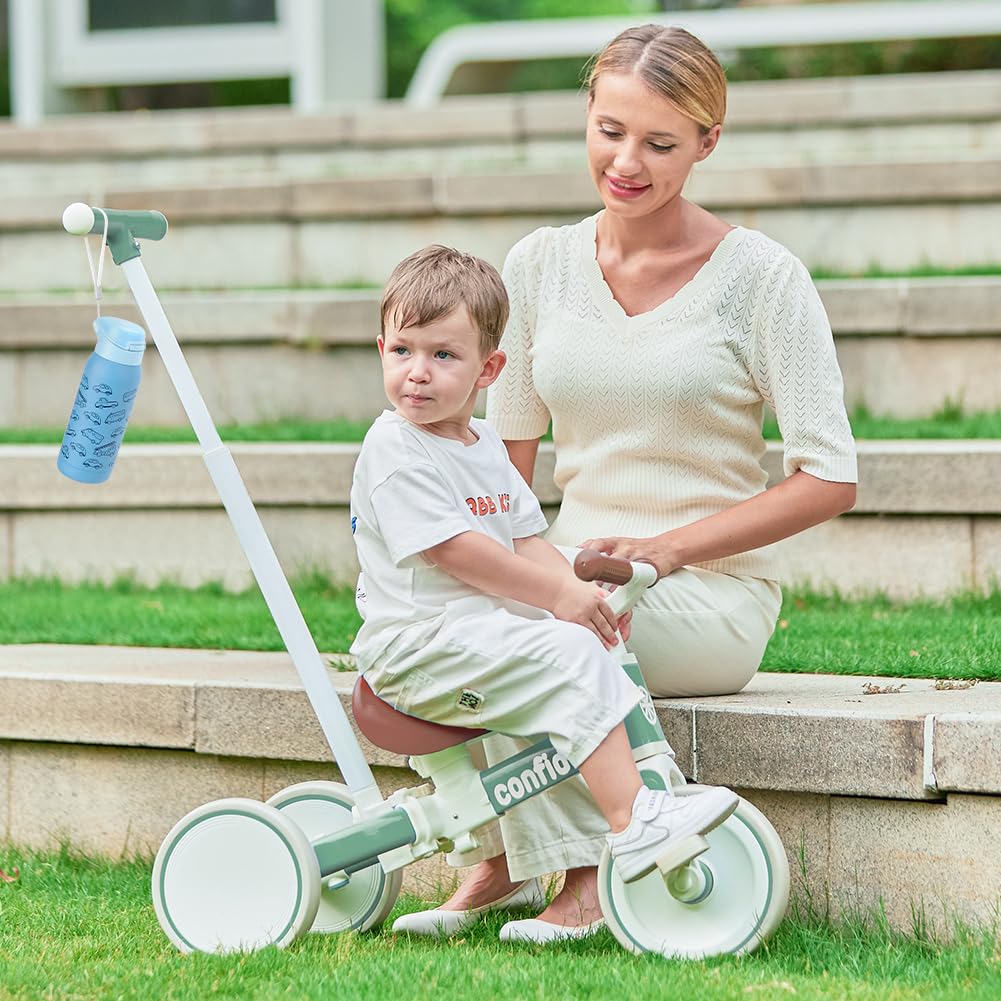 XIAPIA Tricycle for Toddlers 1-3 Year Olds, 5 in 1 Toddler Balance Bike with Removable Pedal, Push Trike Toys with Adjustable Pushrod for 2 3 4 5 Year Old Boys & Girls, Birthday Gifts for Kids