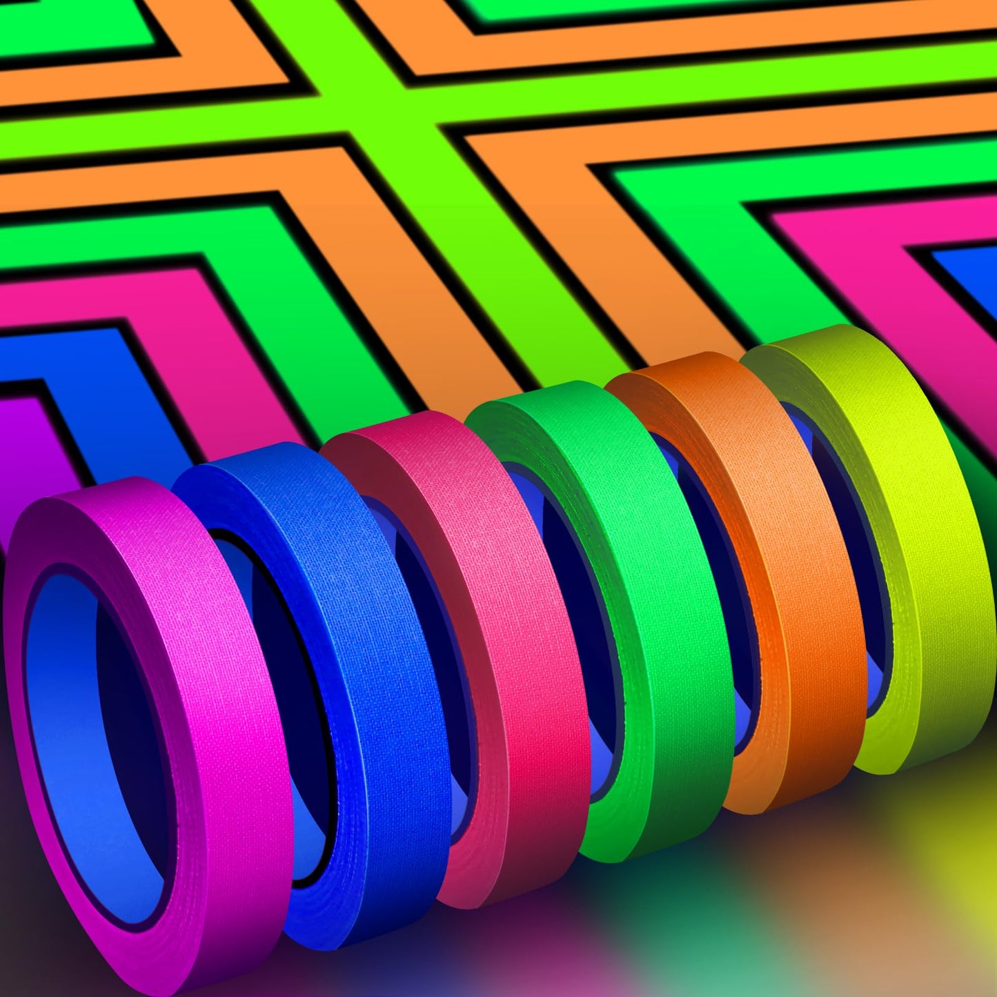 Whaline 6 Colors Neon Gaffer Cloth Tape, Fluorescent UV Blacklight Tape for UV Party (0.6 inch x 60 feet)