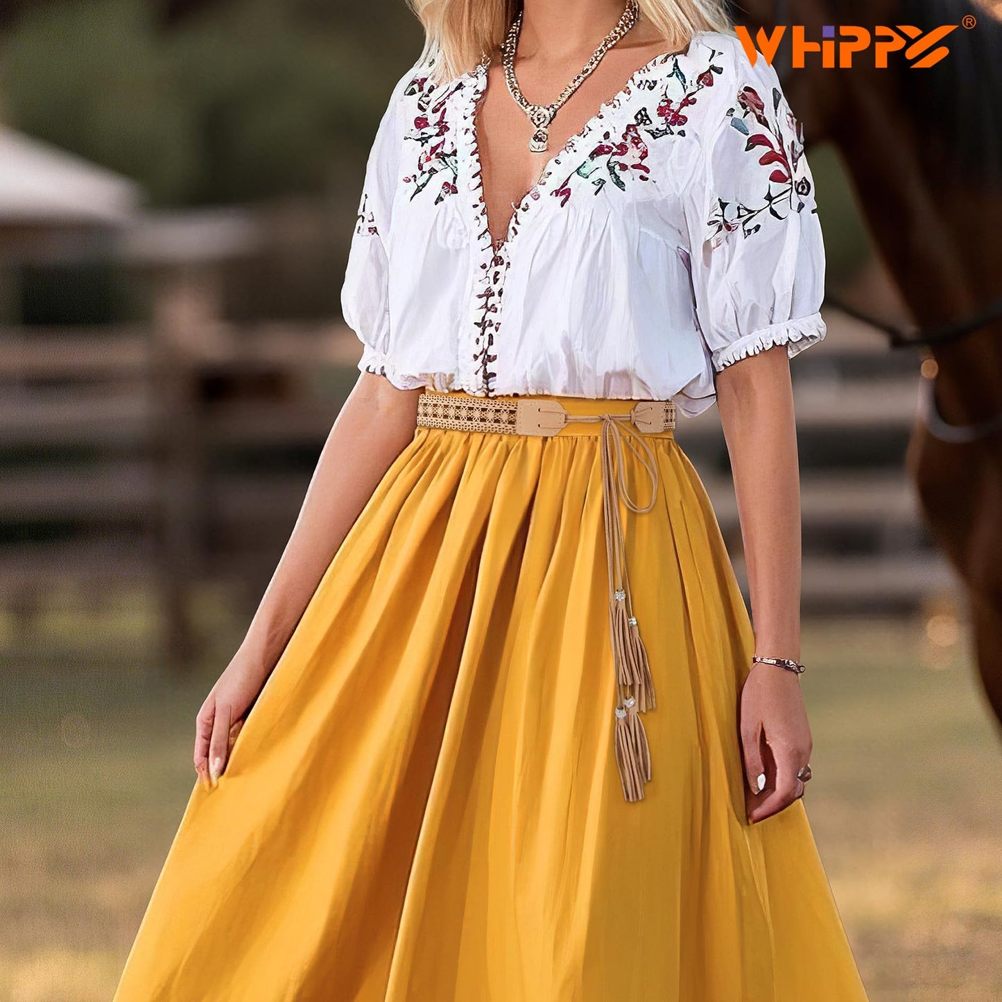 WHIPPY Boho Braid Skinny Belt for Cowgirl Western Ethnic Women Dress Belt Vintage Hand-Woven Waistband with Wax Rope Tassels, Light Beige