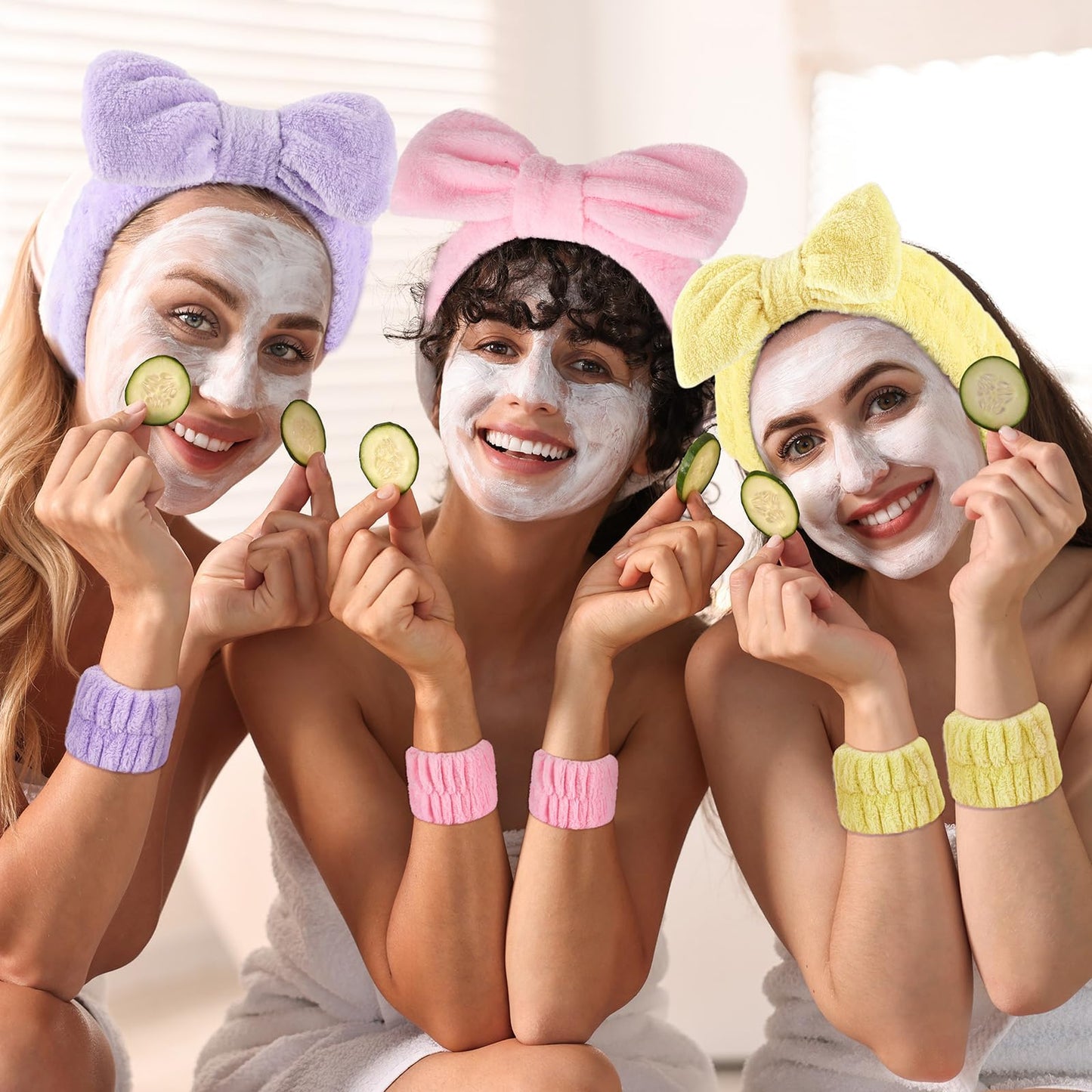 72 Pcs Spa Sleepover Party Supplies for Girls With DIY Stickers And Greeting Card Mix Color Headband Wristbands Eye Mask Hair Scrunchie Tote Bag Sleeping Slumber Party Favors