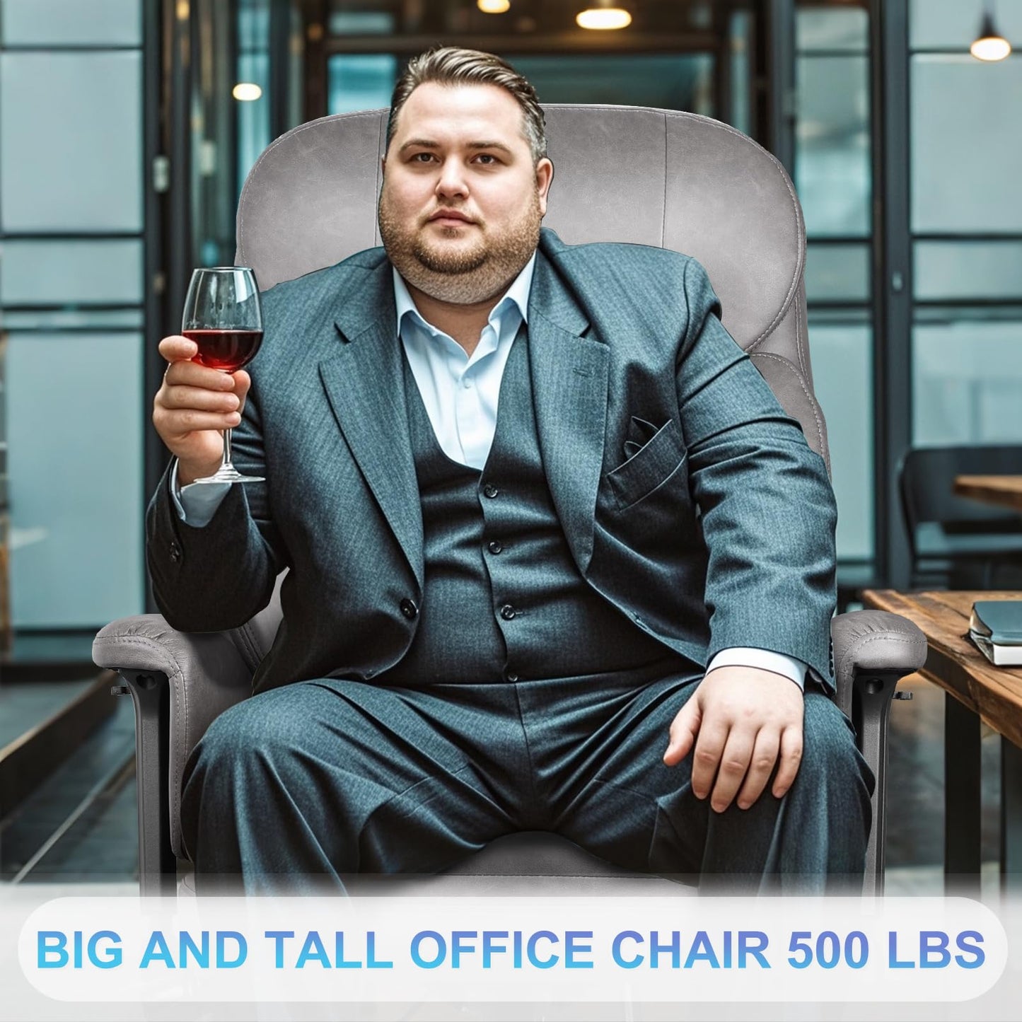 500 lbs Big and Tall Office Chair for Heavy People, Heavy Duty Ergonomic Executive Chair with Adjustable Lumbar Support and Wide Seat