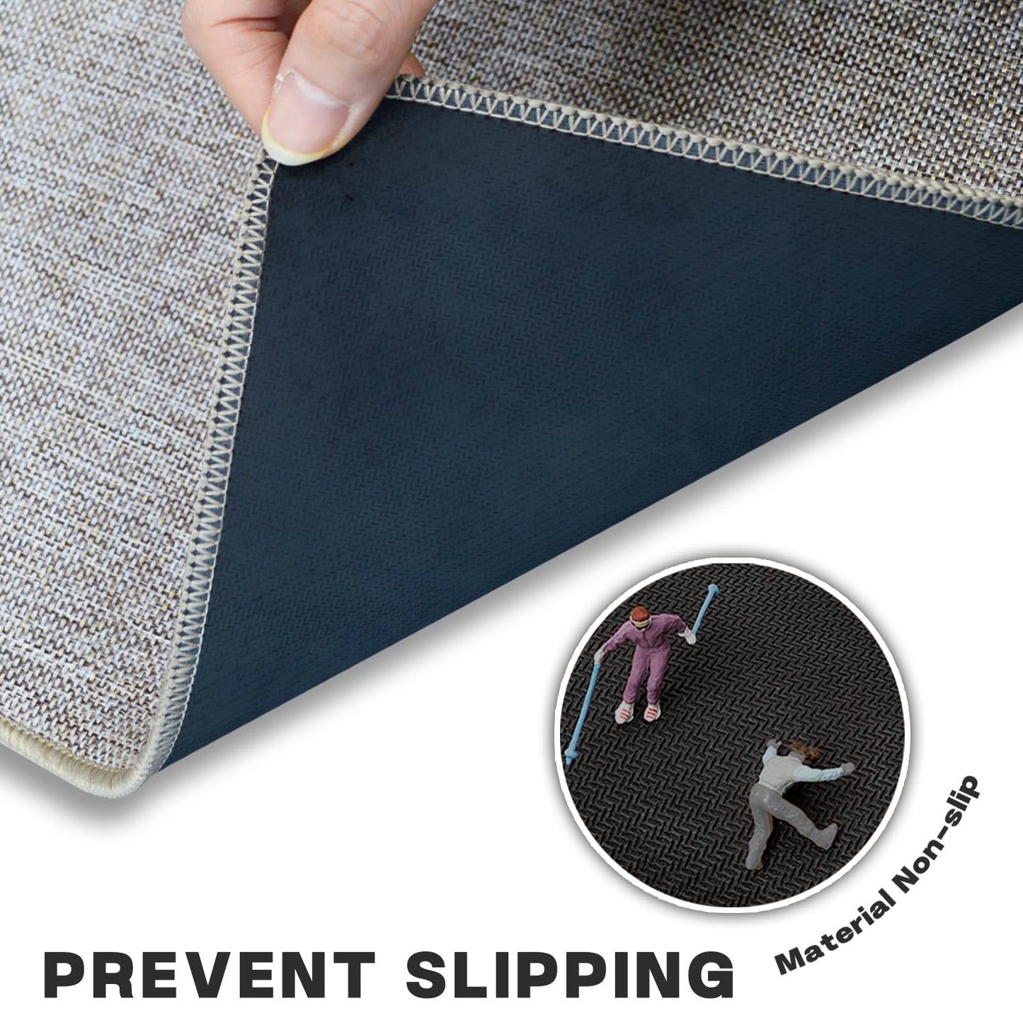 Yancorp Thin Bathroom Rugs 16"x 28" Non-Slip Rubber Bath Mats Quick Dry Bath Rugs, Cozy Cloth Mat fit Under Door, Sink, Bathtub, Floor, Shower, Khaki