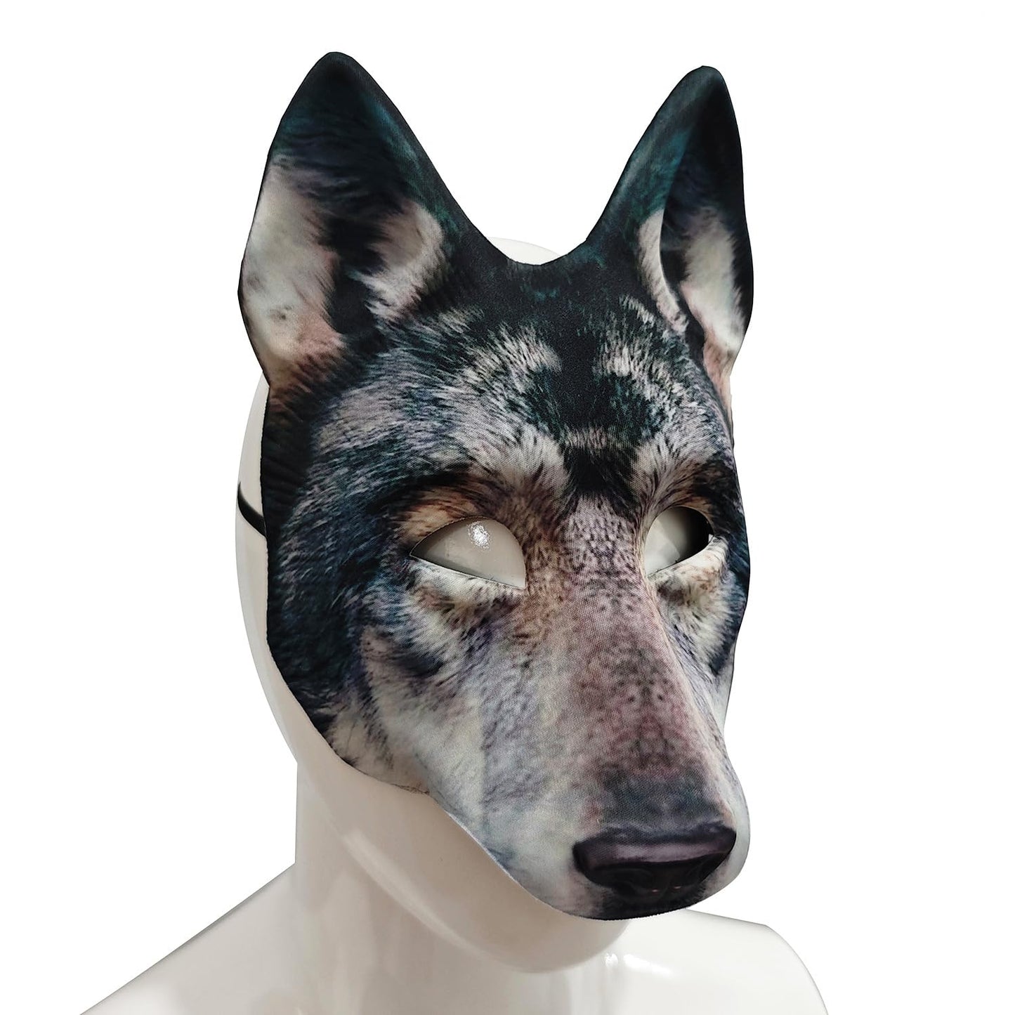 1Pcs Wolf Mask Halloween Half Face Wolf Mask Masquerade Mask for Halloween Christmas Carnival Cosplay Costume Accessories (Grey)