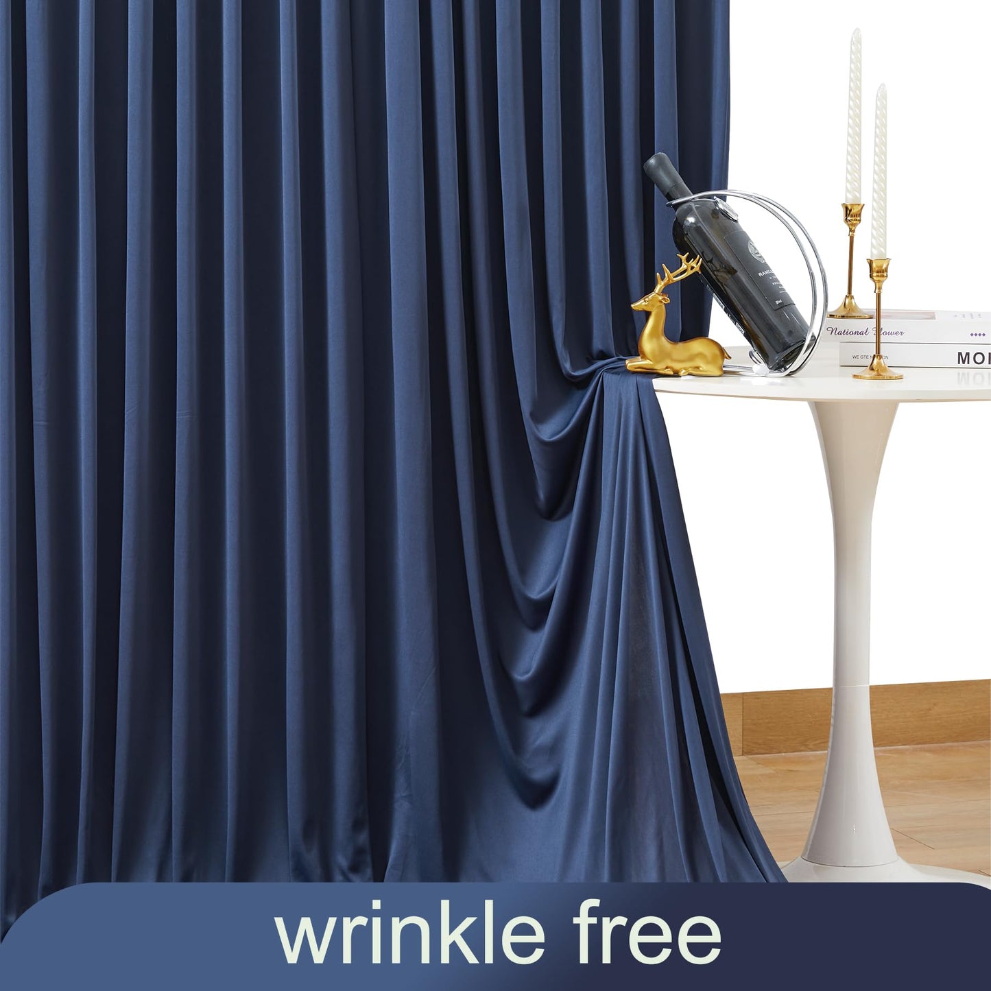 10x10 Navy Blue Backdrop Curtain for Parties Wrinkle Free Photo Curtains Backdrop Drapes Fabric Decoration for Wedding Birthday Party Baby Shower 5ft x 10ft,2 Panels