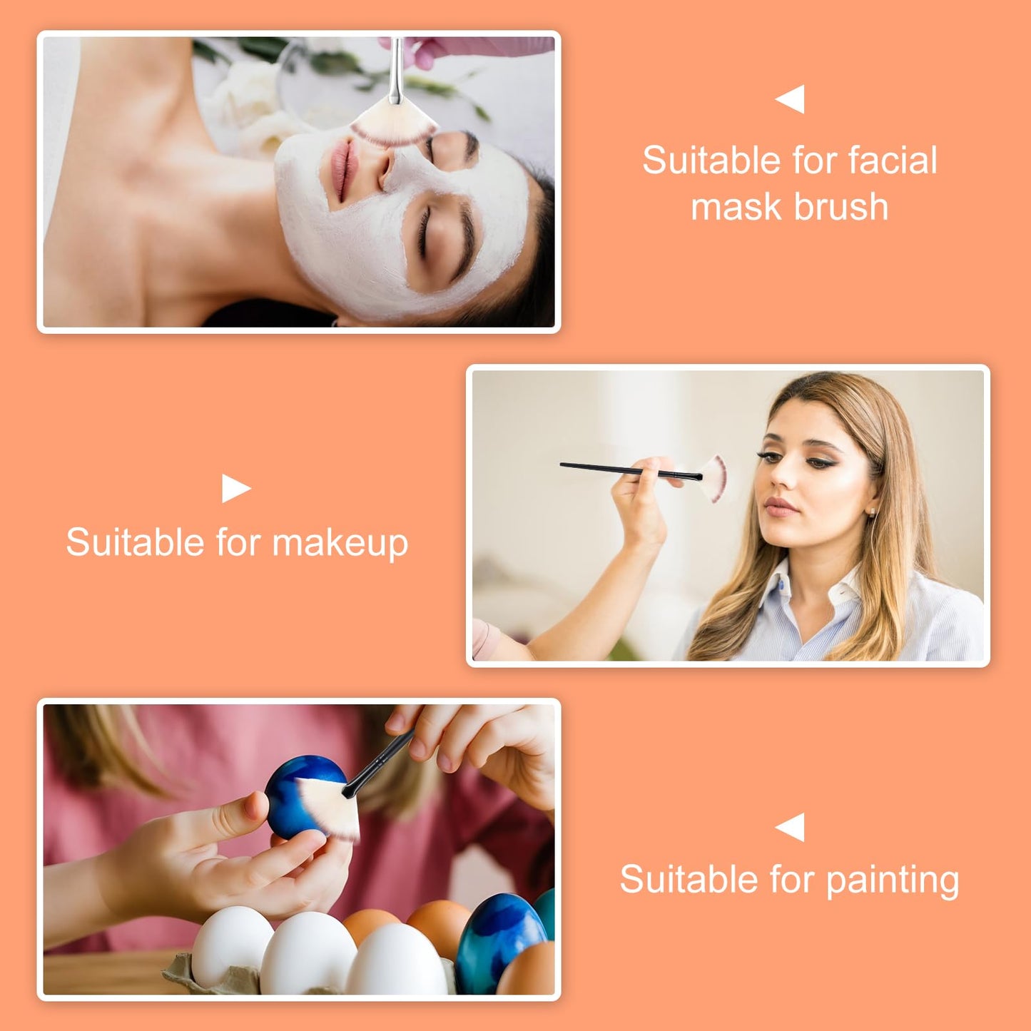 4 Pcs Soft Facial Fan Brush Blush, Fan Mask Brushes Slim Soft Face Mask Brush Applicator for Peel Glycolic Masks Makeup
