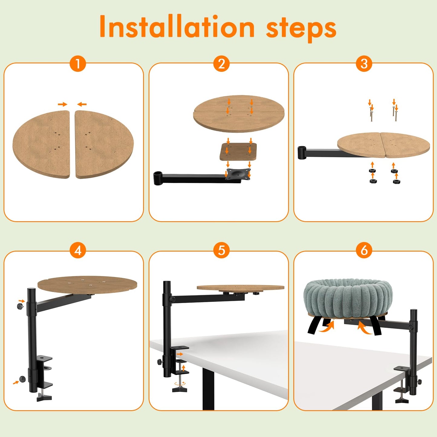 XiaZ Cat Desk Bed Elevated Cat Desk Perch Rotating & Adjustable Desk Mounted Nest, Perfect Cats Table Beds for Working from Home/Office, Dual Mounting Options Desk Top/Under Desk