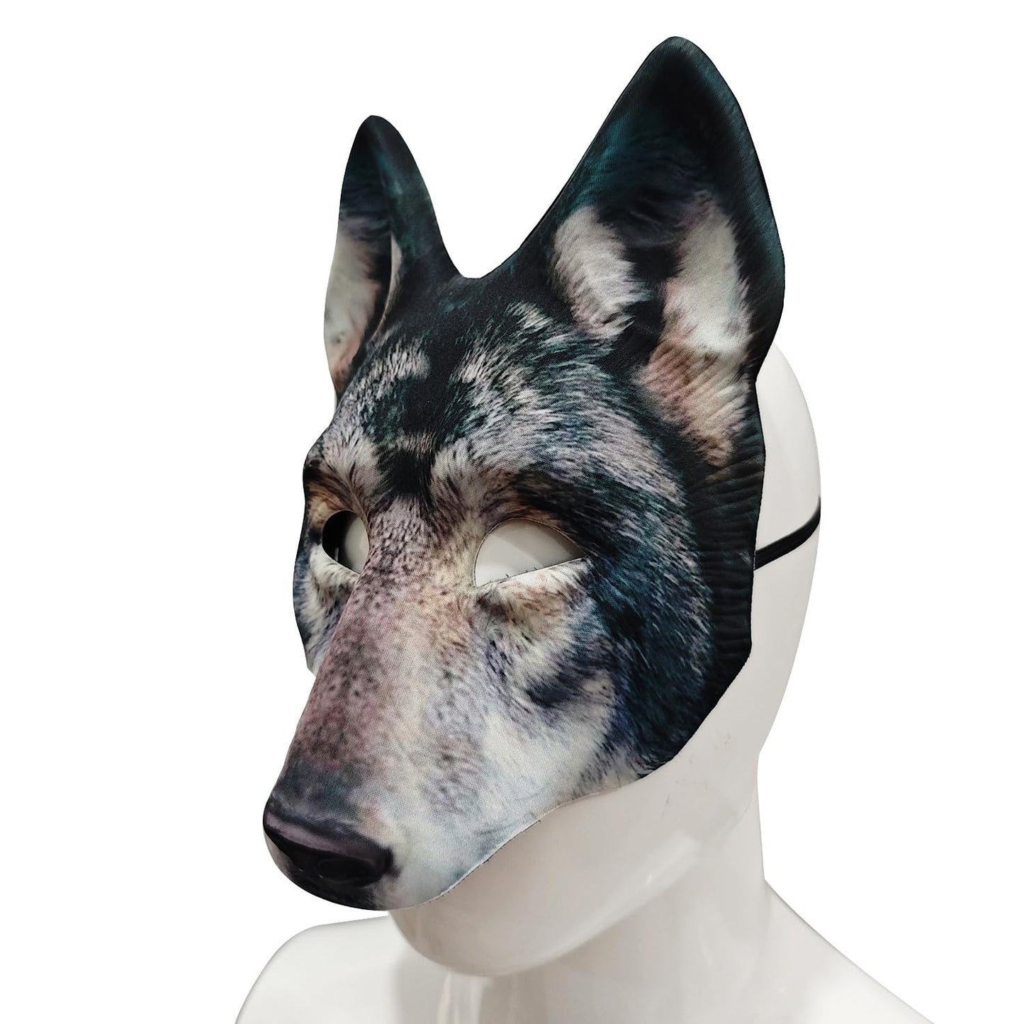 1Pcs Wolf Mask Halloween Half Face Wolf Mask Masquerade Mask for Halloween Christmas Carnival Cosplay Costume Accessories (Grey)