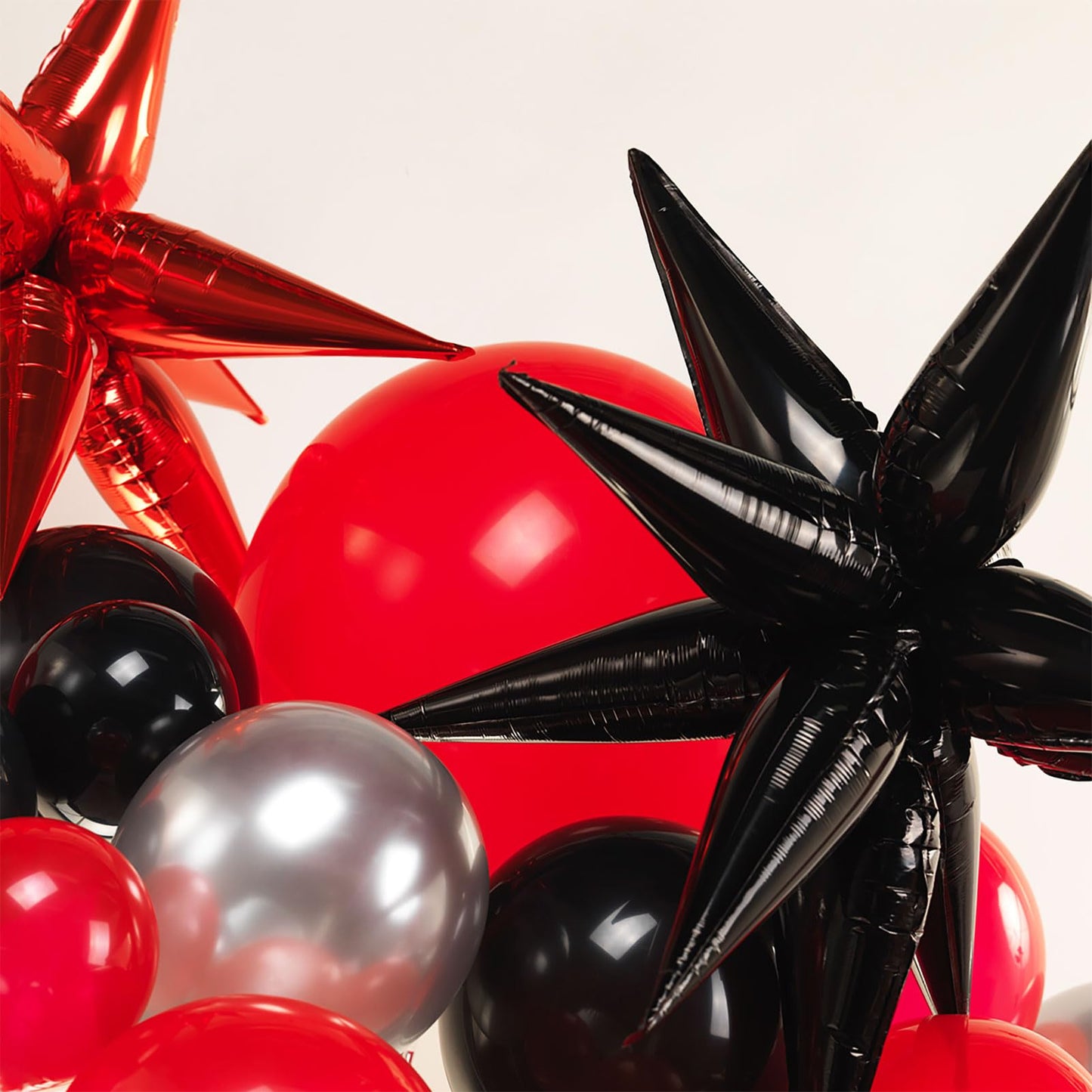 yeewaka black and red silver balloon garland arch kit 150pcs with Starburst Balloons for wedding Casino movie night theme birthday graduations prom 2025 grad Party decorations