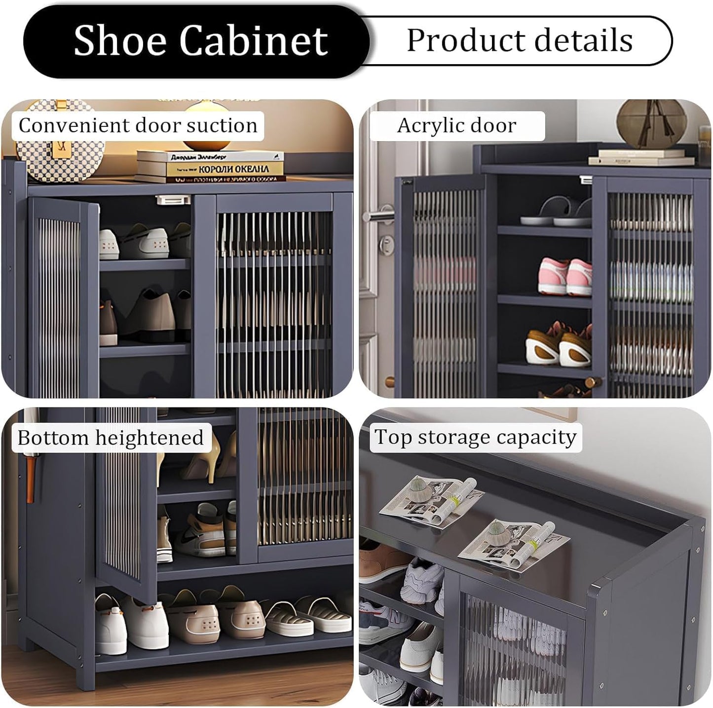 8-Tier Shoe Cabinet with Doors, Shoe Storage Cabinet for Entryway, Bamboo Shoe Organizer Storage for 36-40 Pairs, Modern Freestanding Shoe Rack for Hallway, Living Room