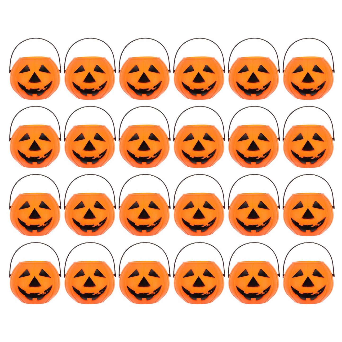 24pcs Halloween Portable Pumpkin Bucket Trick or Treat Pumpkin Candy Pail Holder (Orange)