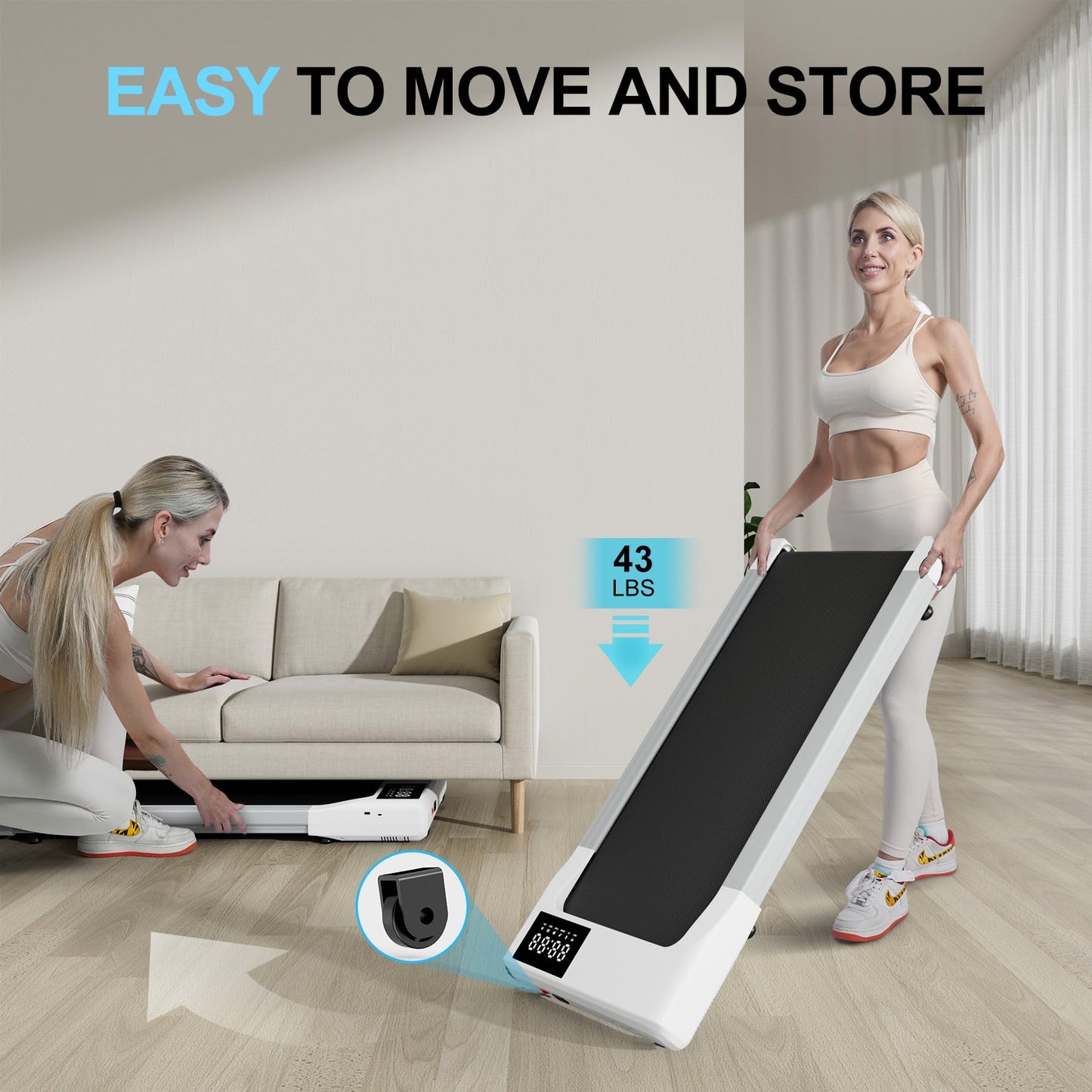Walking Pad Treadmills for Home Office, Under Desk Walk Mat with APP and Remote Control, 3 in 1 Portable Exercise Equipment, Compact Jogging Running Machine for Small Space, 250 Lbs Capacity