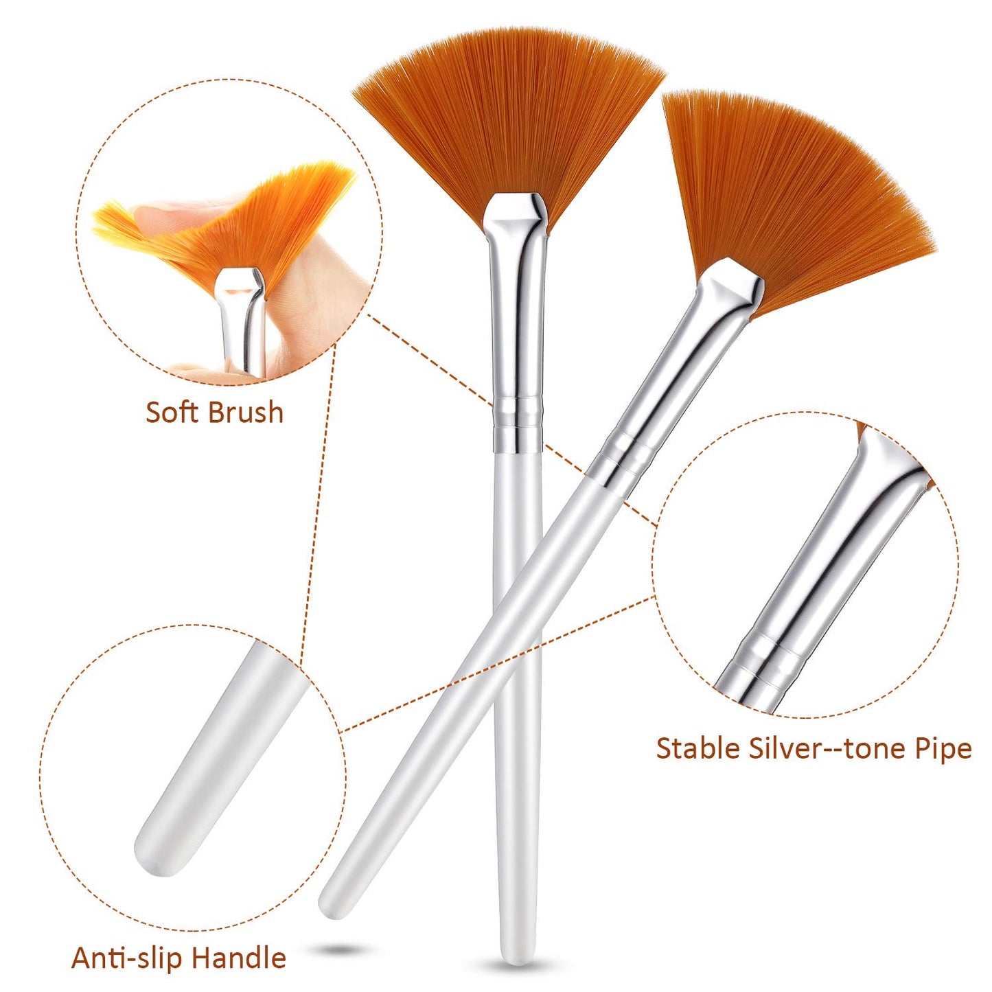 20 Pieces Facial Fan Mask Brushes Acid Applicator Soft Makeup Brushes Cosmetic Tools for Glycolic Peel Masques