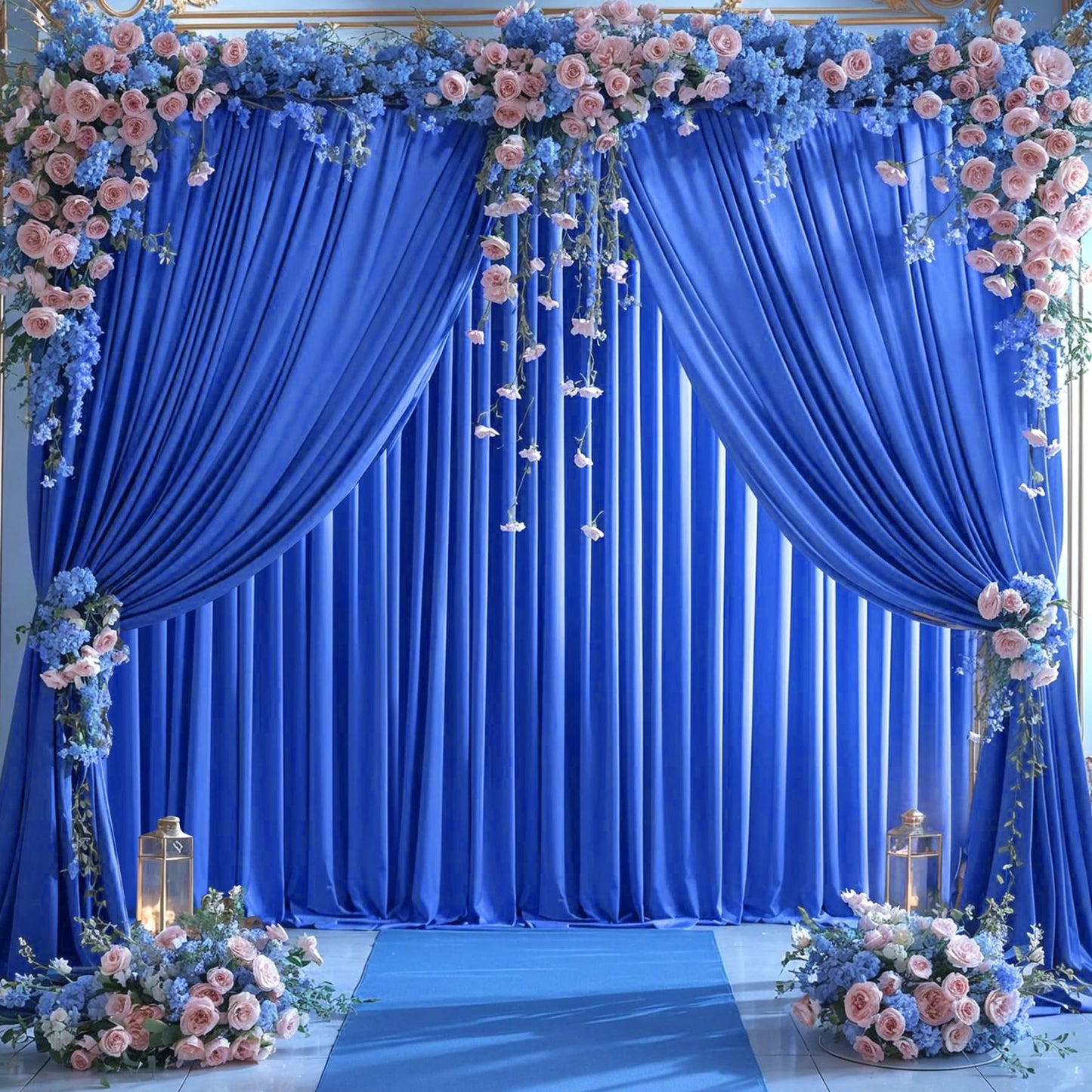 10x10 Royal Blue Backdrop Curtain for Parties Wrinkle Free Blue Photo Curtains Backdrop Drapes Fabric Decoration for Wedding Birthday Party Baby Shower 5ft x 10ft,2 Panels