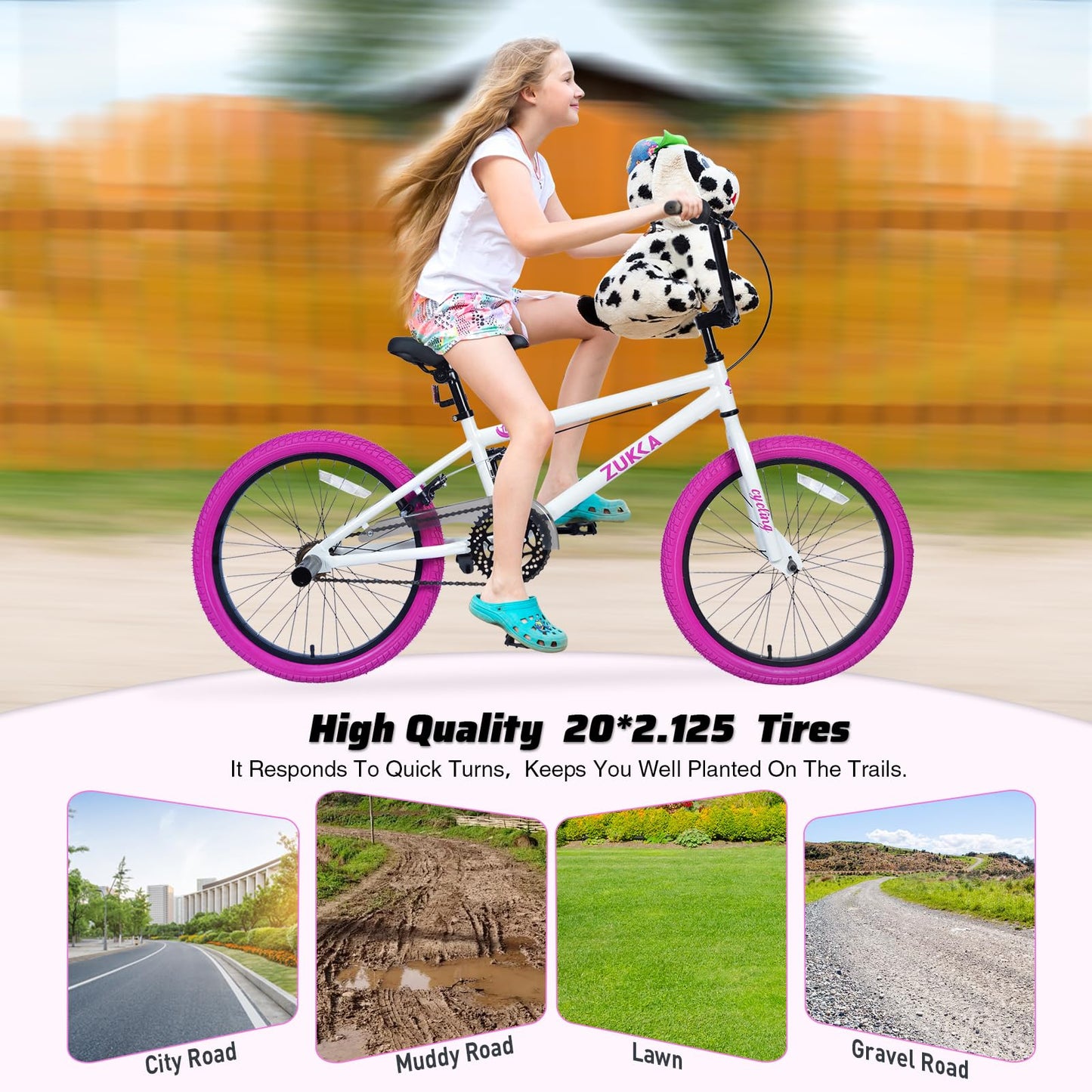 WEEROCK 20 Inch Kid Bike for 7+ Years Old Kids, Single Speed 20" Kids Bicycle for Boys Girls, BMX Handle, Steel Frame and Rear Calip Brake for Children, Student, White