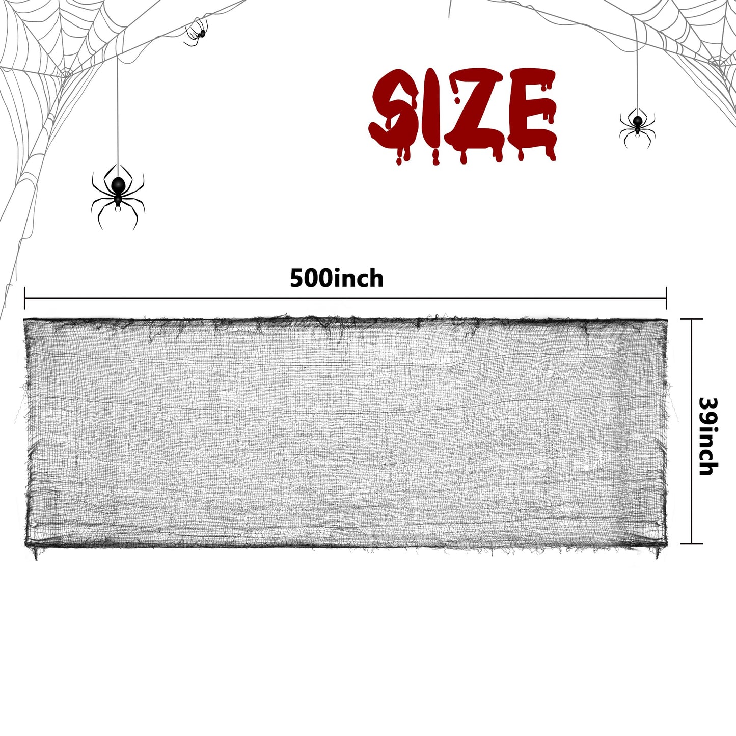 Watayo 500 x 39 Inch Large Size Halloween Creepy Cloth, Halloween Black Scary Spooky Cloth, Windows Doorways Cover Gauze for Halloweens Haunted House Party Decor