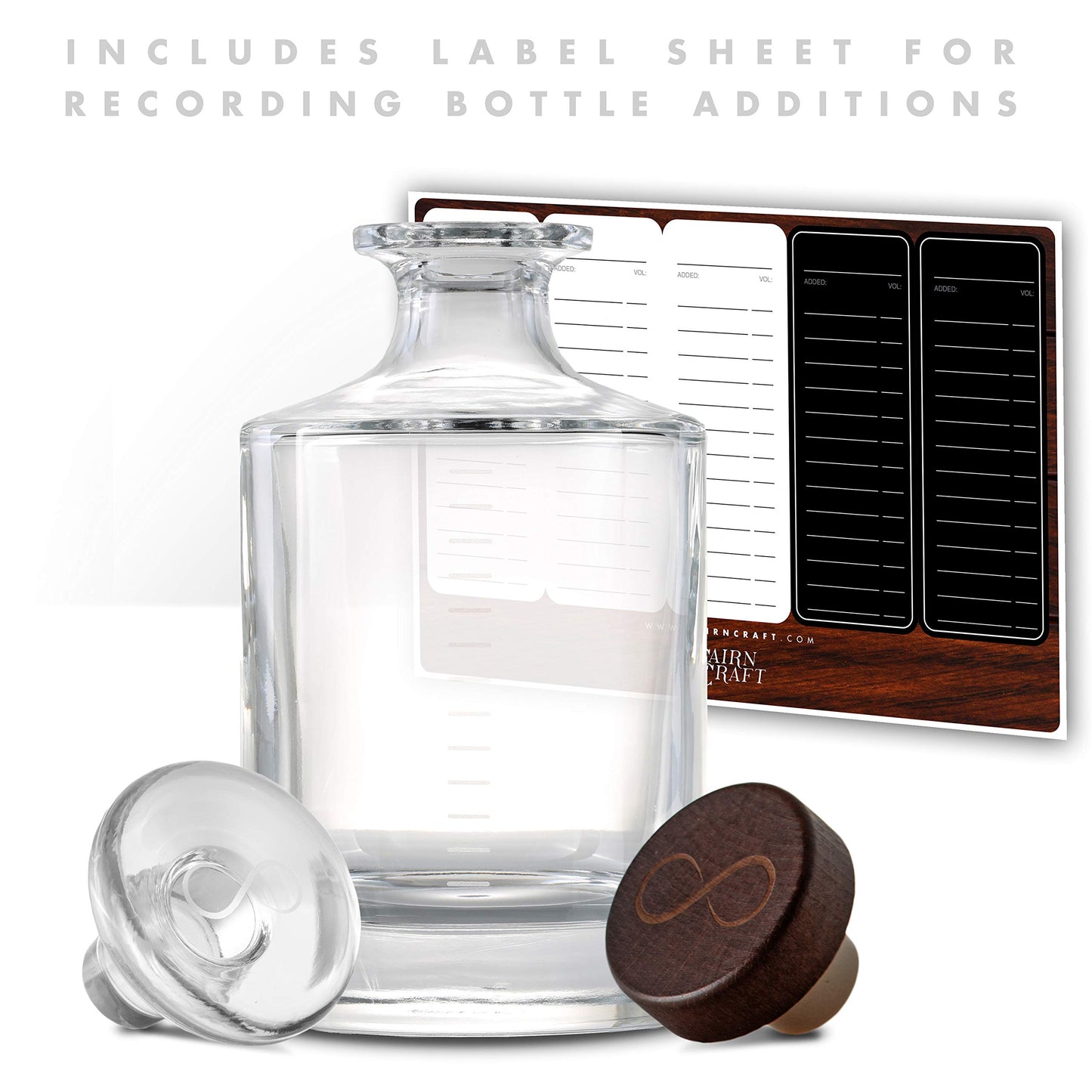 Whiskey Infinity Decanter - Cairn Craft Glass Whisky & Liquor Bottle and Stopper (1L capacity with 2oz markings)