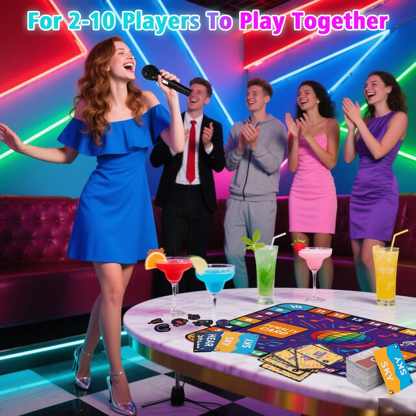 Vodolo New Music Game 2025 for 2-10 Player,Fun Song Singing Game Adult Party Games with 260 Lyrics (130 Cards) and 20 Blank Card,Finish The Lyrics Music Grab Card Board Games Gift for Family Night