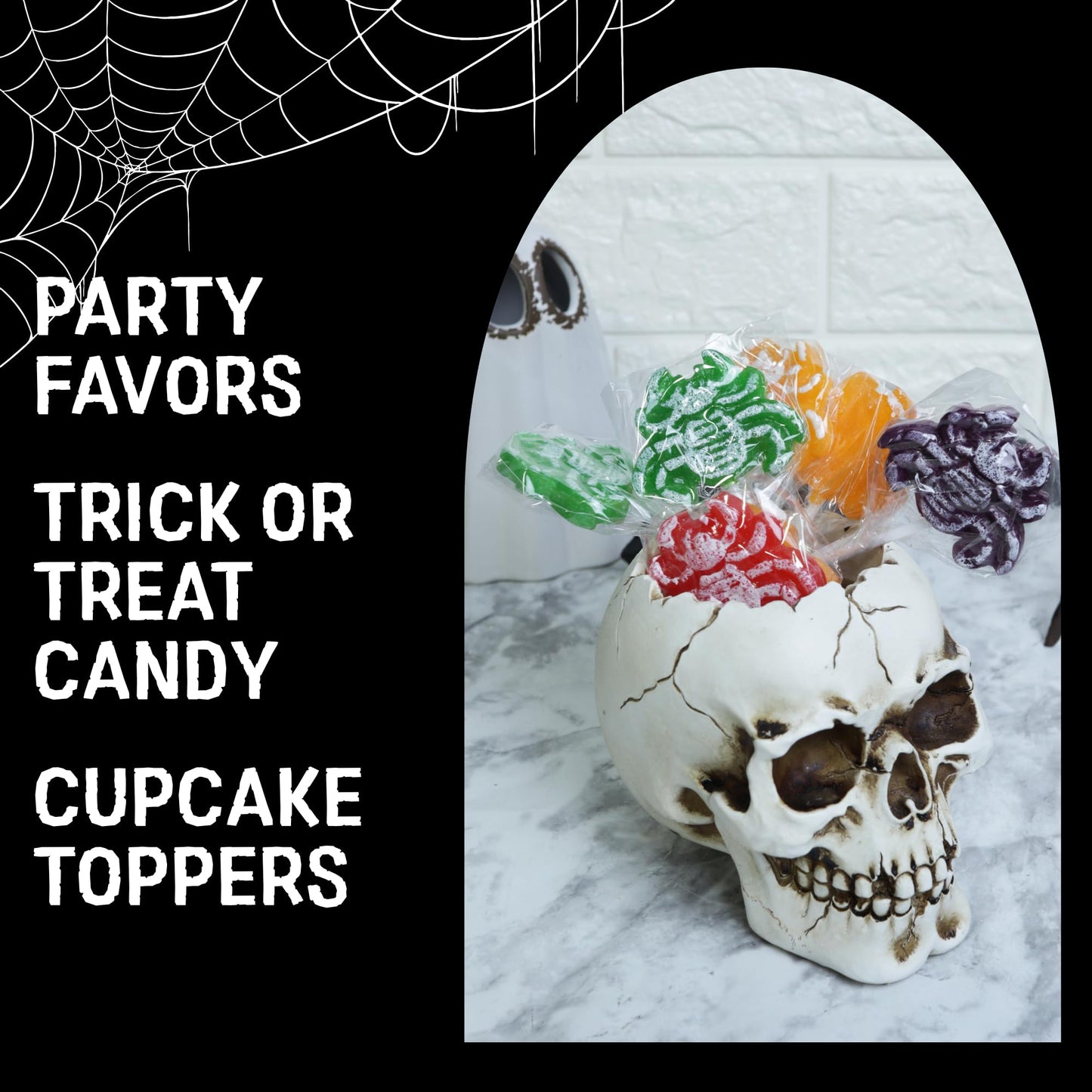 2025 Halloween Candy Party Favors, Individually Wrapped Spider Tattoo Lollipops, Trick or Treat Candies, 24 Count