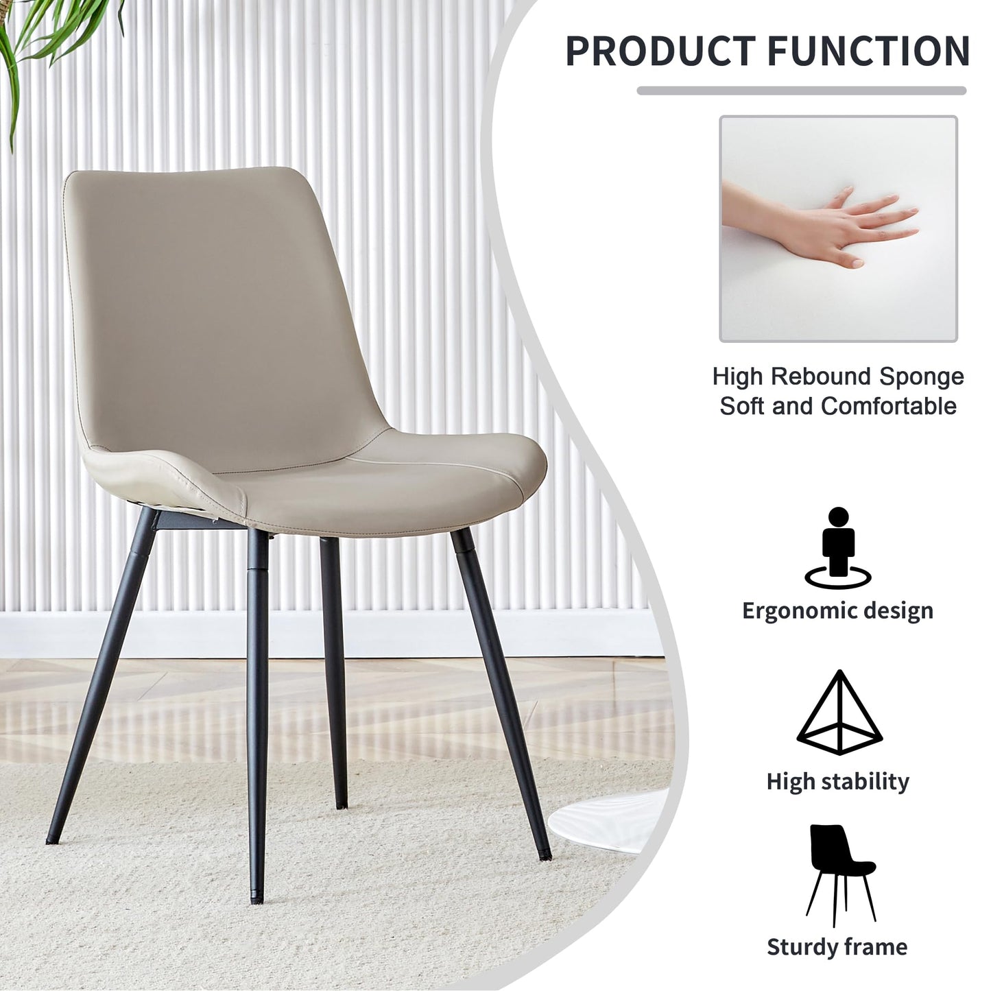 WEKEOT Granite Modern Dining Table Set for 4, 50" Sintered Stone Kitchen Table and 4 Upholstered PU Leather Chair Dining Room Table Set for 4(1Marble Table and Gray Chairs Set of 4)