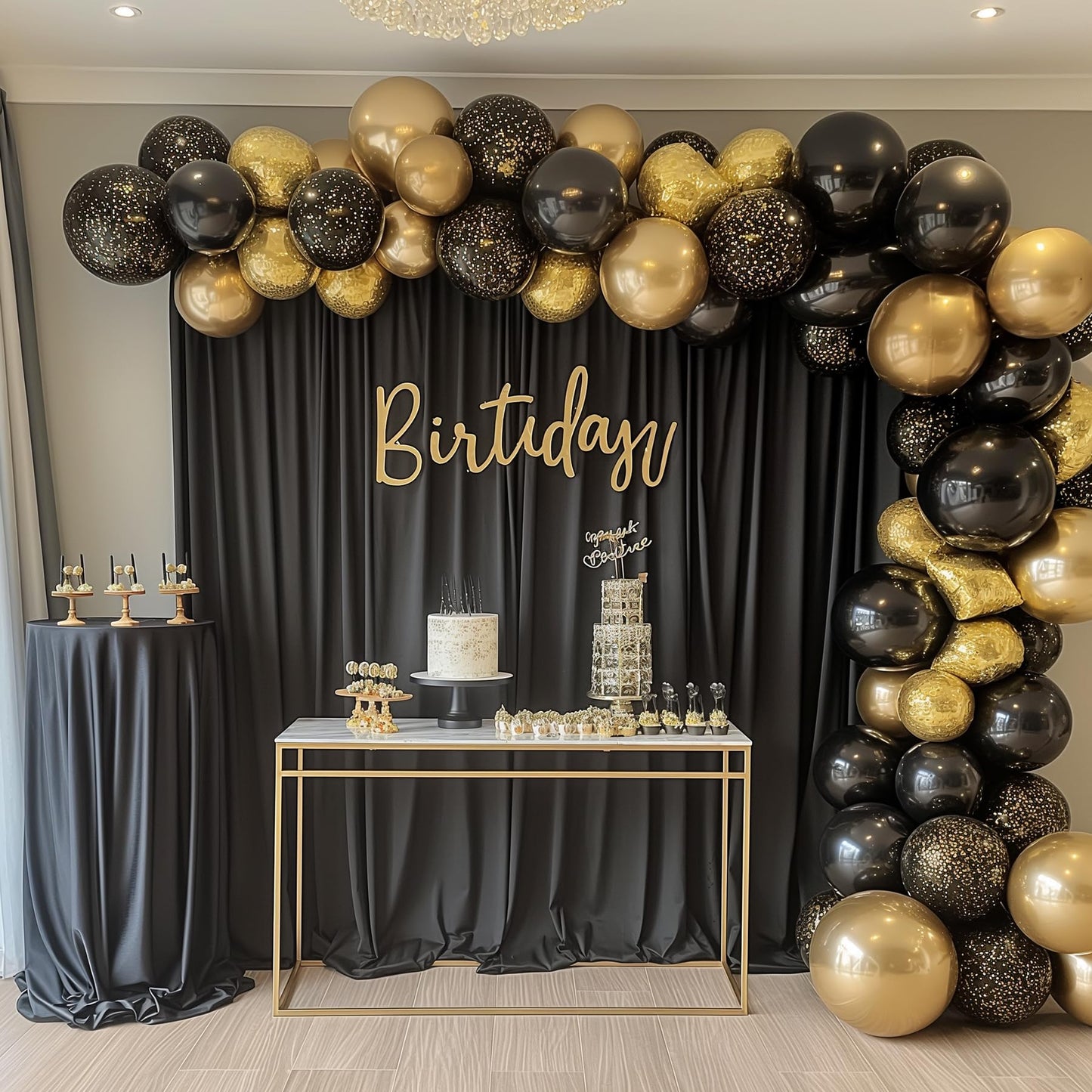 10x10FT Black Backdrop Curtains for Party, 2 Panels 5x10FT Thick Polyester Backdrop Drapes, Wrinkle Resistant Photography Background Drapes for Wedding Birthday Home Decoration