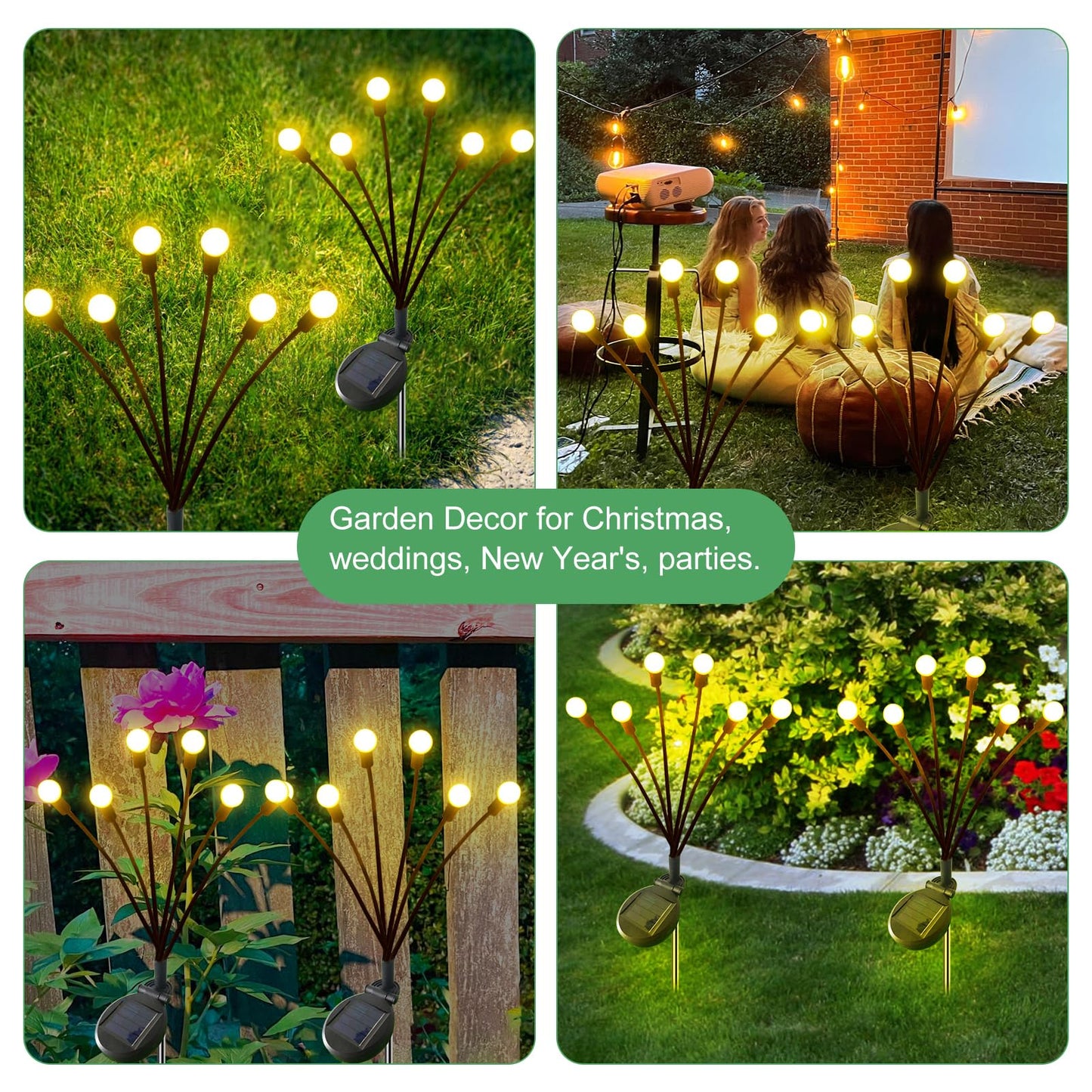 AAOVEFOX Solar Outdoor Lights, 6 Pack Firefly Solar Garden Lights for Outside, Garden Decorations