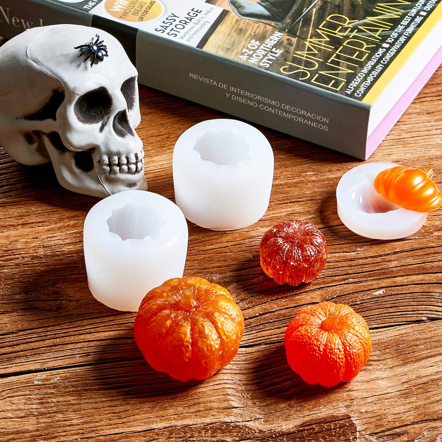7 Pieces Pumpkin Silicone Molds Halloween Resin Molds Thanksgiving Candle Epoxy Maple Molds Mixed Ghost Mold for Fall DIY Craft Making Decoration Supplies