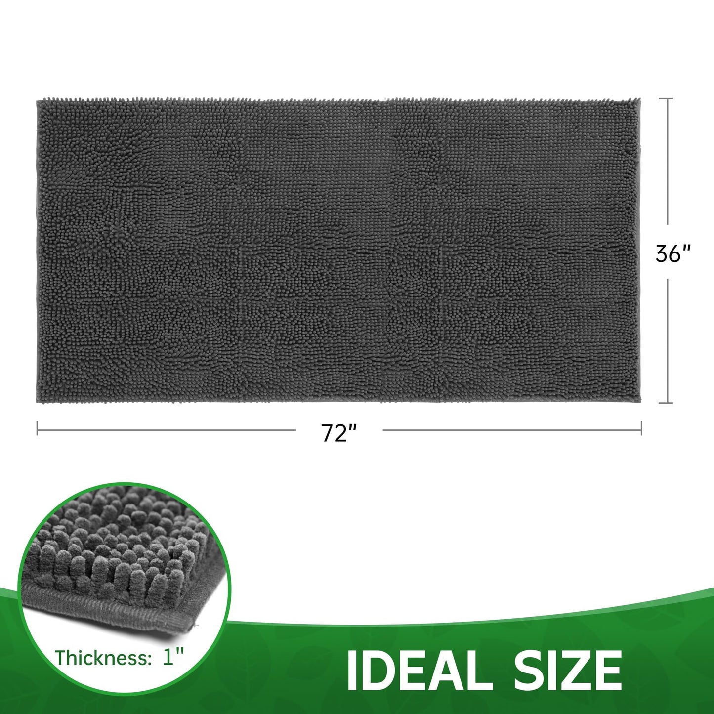100pointONE Dog Door Mat Indoor Entrance, 72" x 36" Absorbent Quick-Drying Mud Mat for Dogs, Non-Slip Door Rugs for Entryway Indoor Washable, Soft Chenille Dog Mat for Muddy Paws
