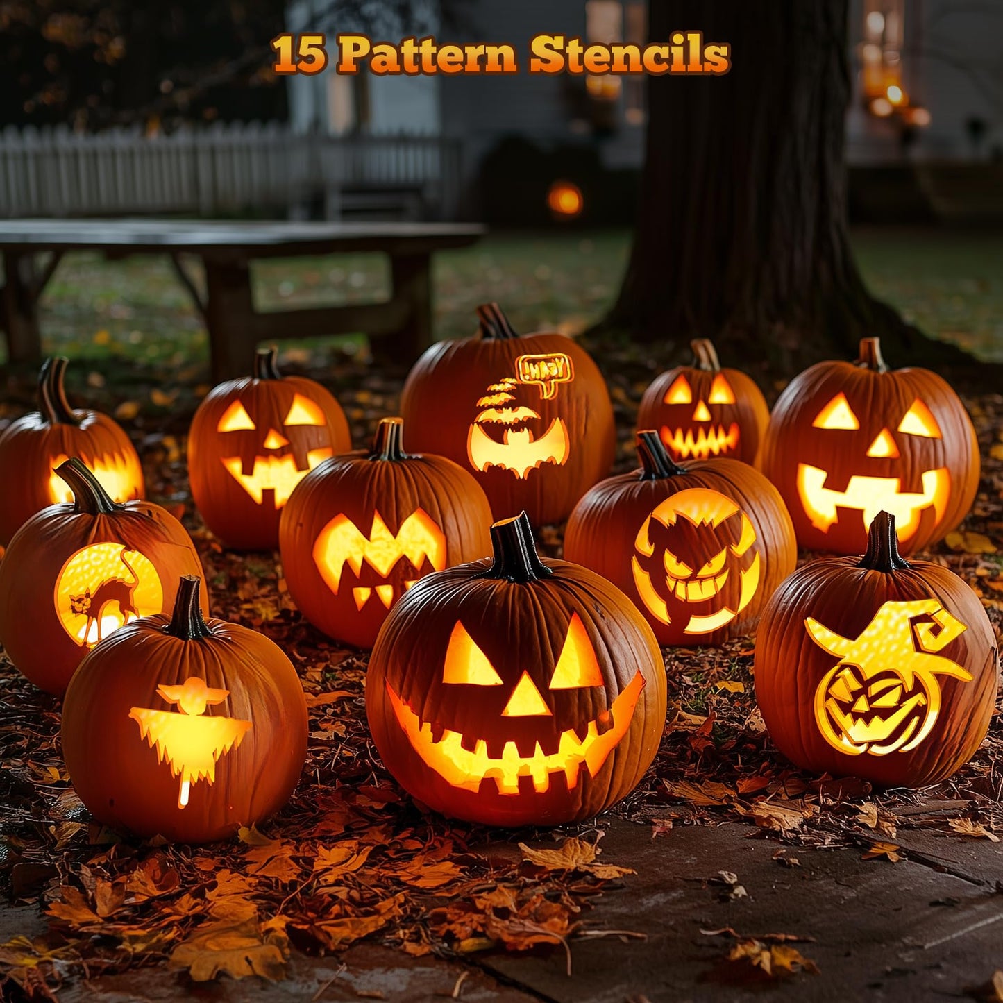 25PCS Halloween Carving Kit With Stencils, Professional Tools for Adults, Knife, Set for Pumpkin Decorations