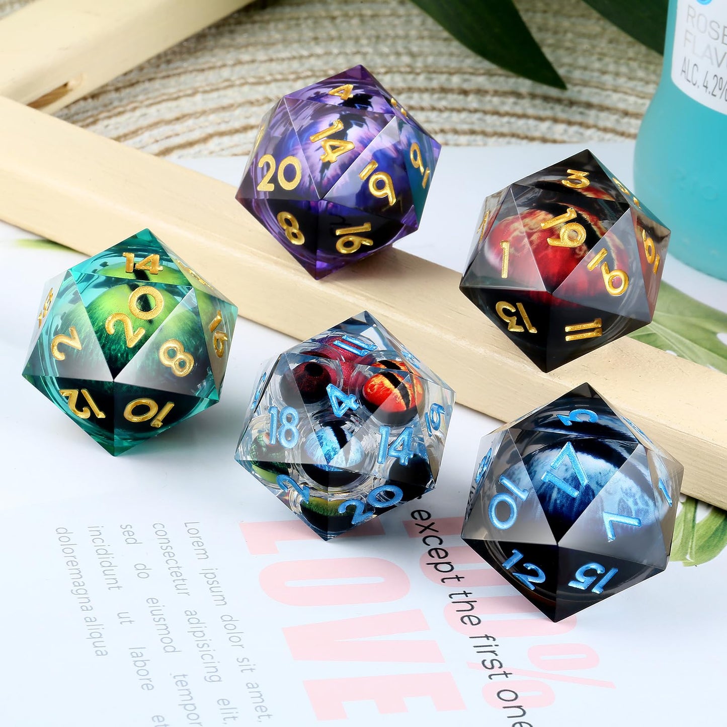 33mm D20 Dice,DNDND 33mm Liquid Dragon Eye 20 Sided Dice with Gorgeous Gift Box for Dungeons and Dragons (Blue)