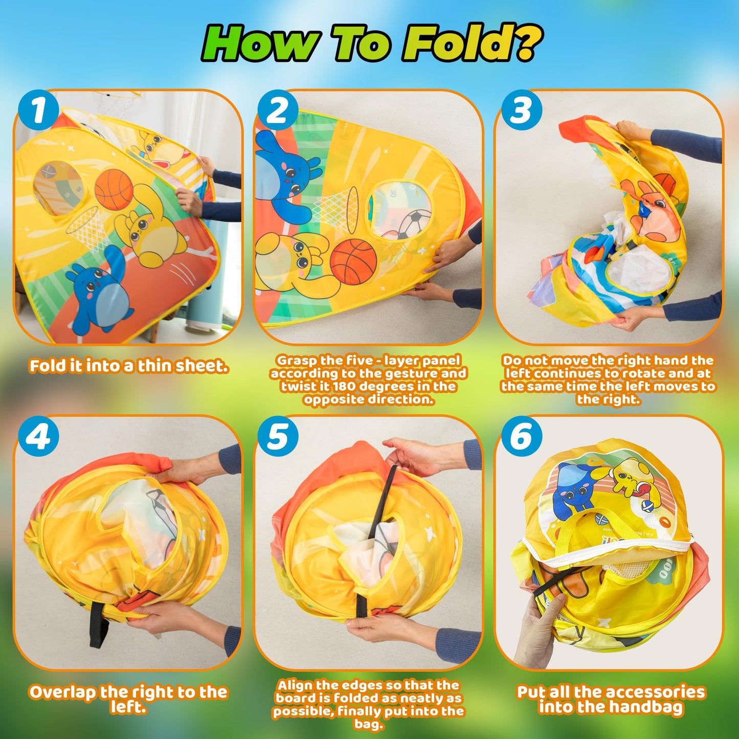 5-in-1 Kids Play Pop Up Tent with Bean Bag Toss Game Outdoor Toys, Tic Tac Toe, Dartboard,Soccer, Basketball, Carnival Outside Combo Set for Backyard Beach Lawn Party Fun, Birthday Gift for Boys Girls