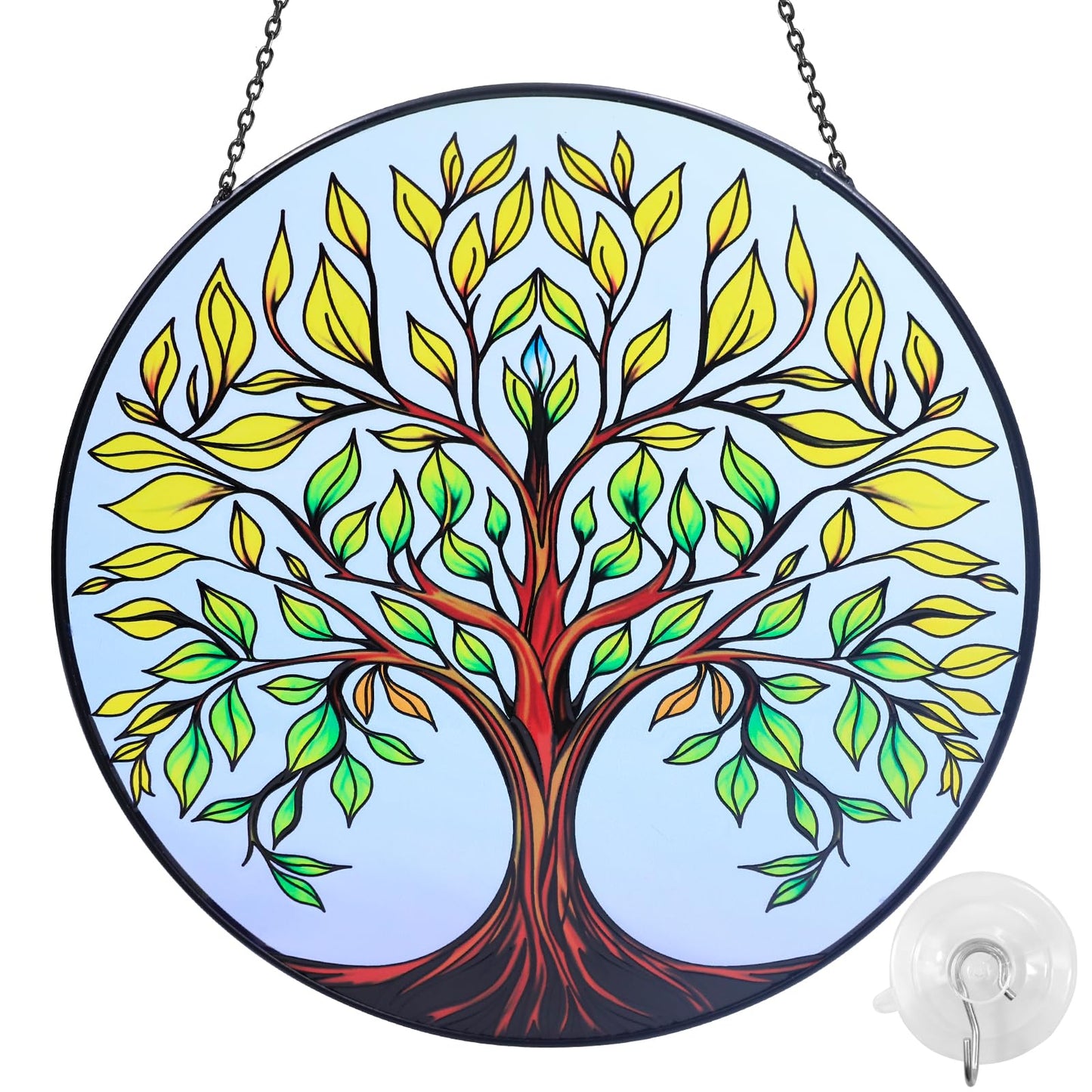8" Tree of Life Suncatchers for Windows, Tree of Life Stained Glass Window Hanging,Sun Catcher for Windows, Tree of Lifes Decor with Hook,Suncatchers Trees Window Hangings Gifts for Mom