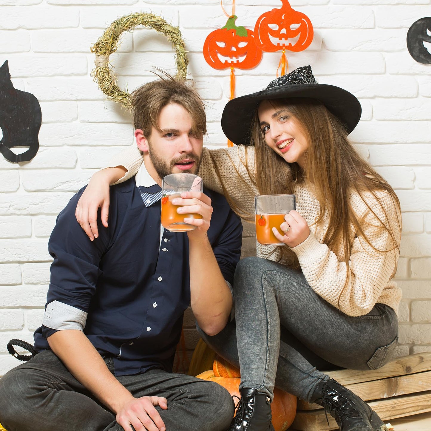 Widecook 4 PCS Pumpkin Icon Juice Glasses Cup Set - Orange Pumpkin Stemless Drinking, Wine, Water, Coffee Glass Cup Bulk for Fall Holiday Birthday Party Supplies & Gift