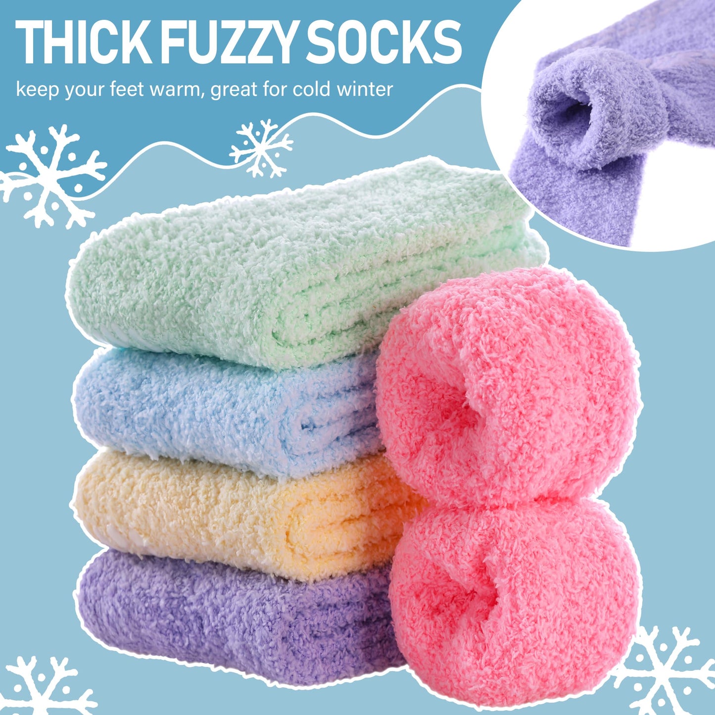 Yebing Non Slip Hospital Socks for Women with Grips Fuzzy Cozy Anti Skid Slipper Socks Winter Warm Soft Fluffy Sleep Socks 5 Pairs Non Slip Rainbow A