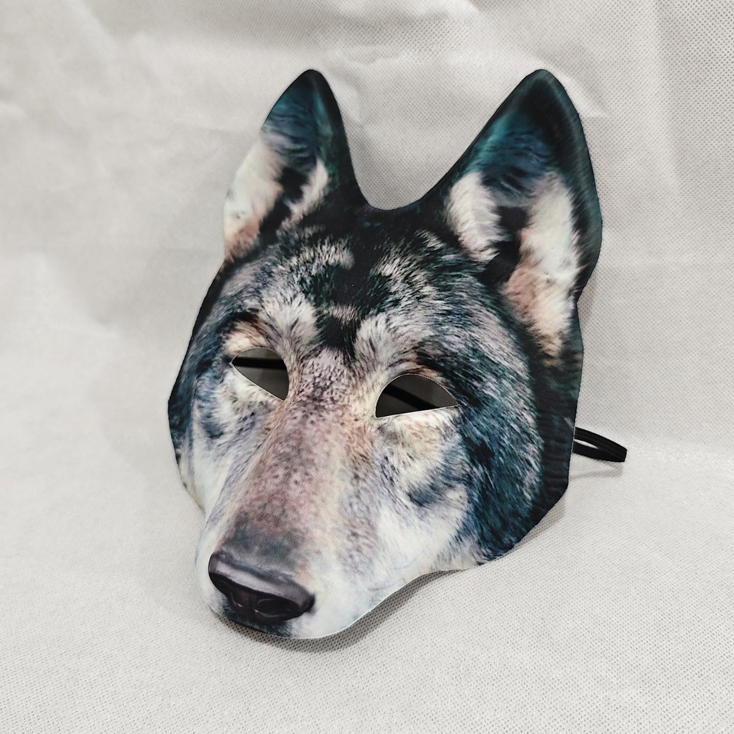 1Pcs Wolf Mask Halloween Half Face Wolf Mask Masquerade Mask for Halloween Christmas Carnival Cosplay Costume Accessories (Grey)