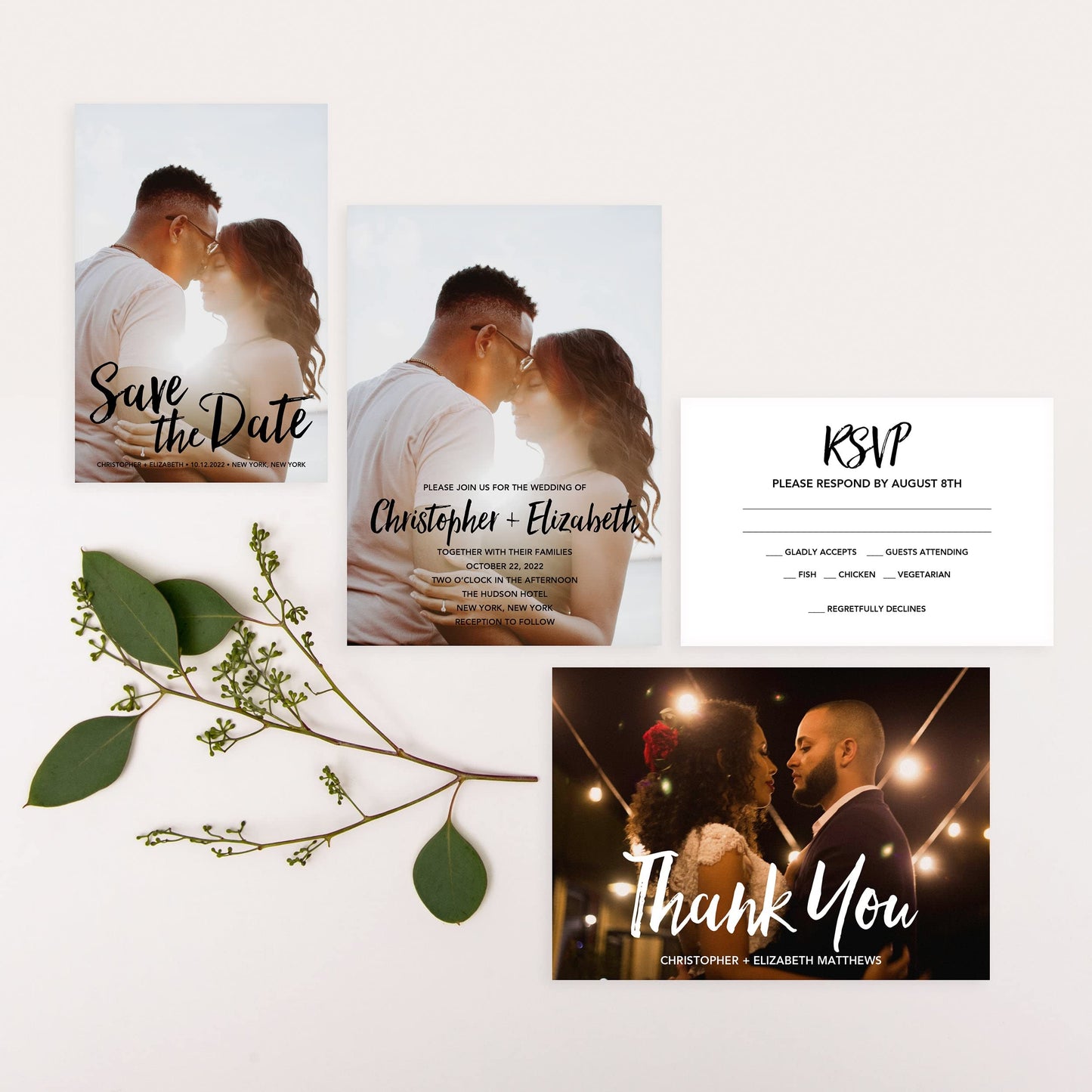 WEDDINGSTAR Custom Printed Photo Wedding Invitations - Handwritten Elegance - Vertical (Pack of 1)