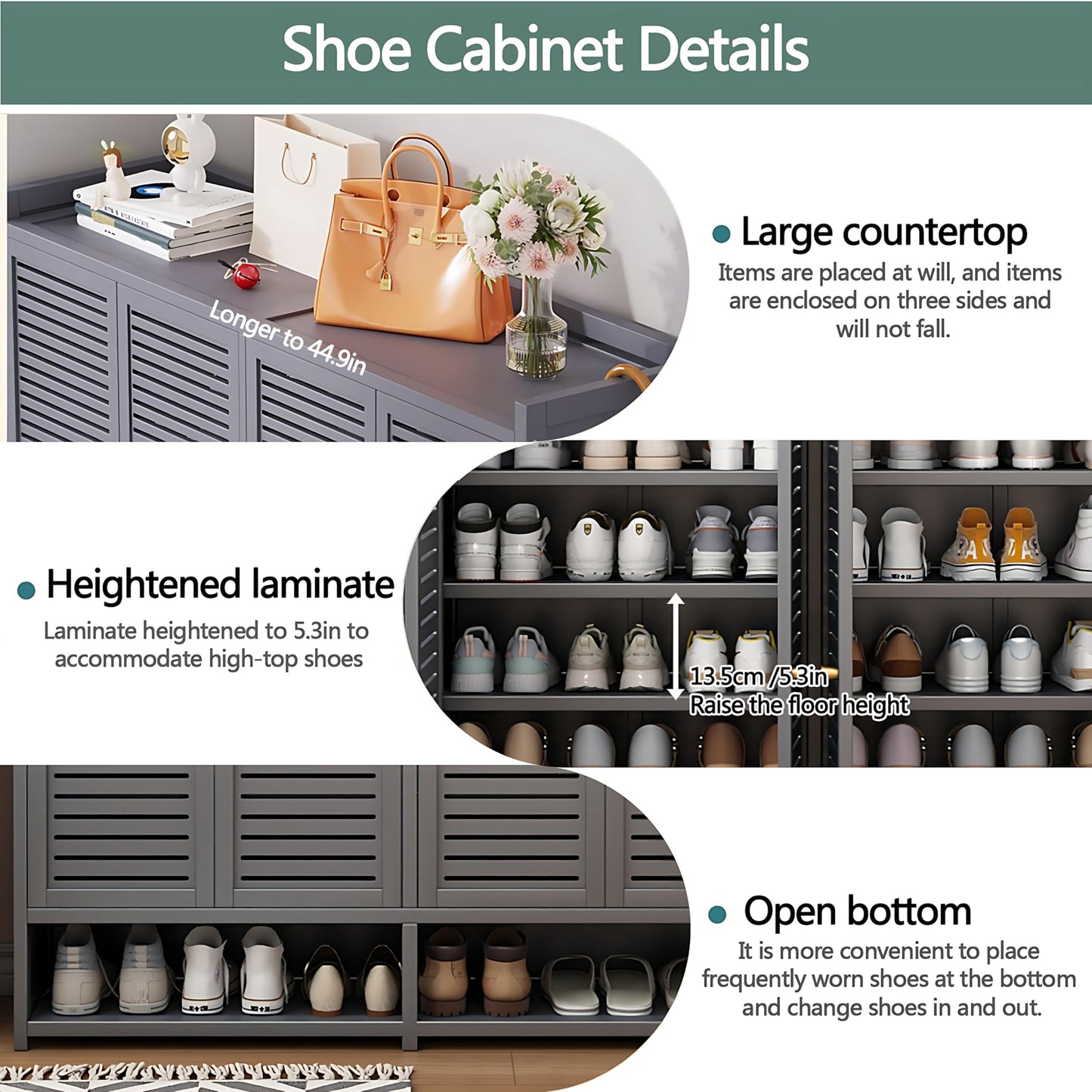 7-Tier Shoe Storage Cabinet with Shutter Doors, 36-40 Pairs Large Capacit Shoe Cabinet Sneakers Shoe Rack Shelf for Entryway, Freestangding Shoe Organizer with Thickened Adjustable Shelves for Closet