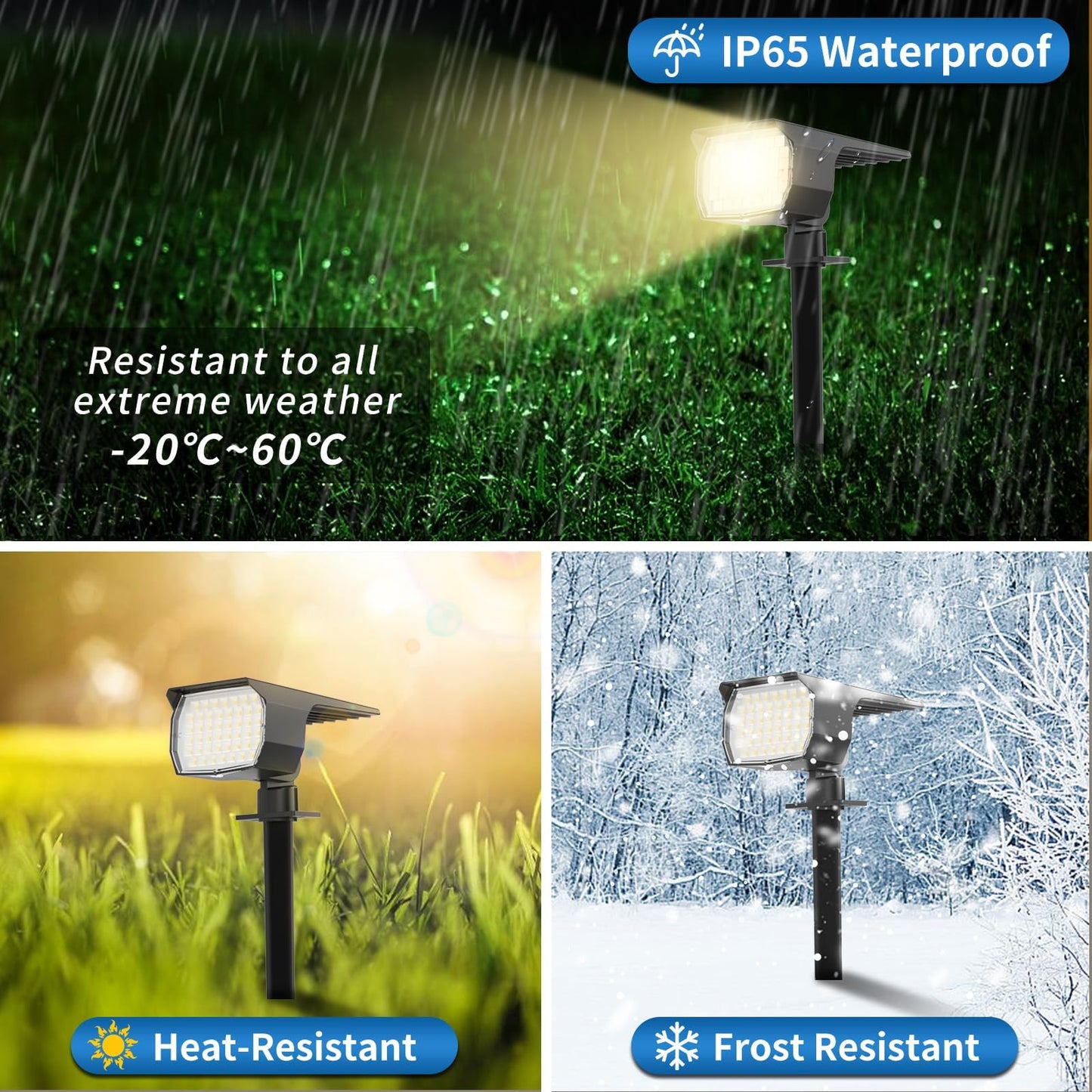 WENATY Solar Spot Lights Outdoor Waterproof IP65, 12 Pack Landscape Spotlights with 46 LEDs, 3 Modes Auto On/Off Solar Powered Flood Lights for Outside Pathway, Yard, Garden, Walkway (Warm White)