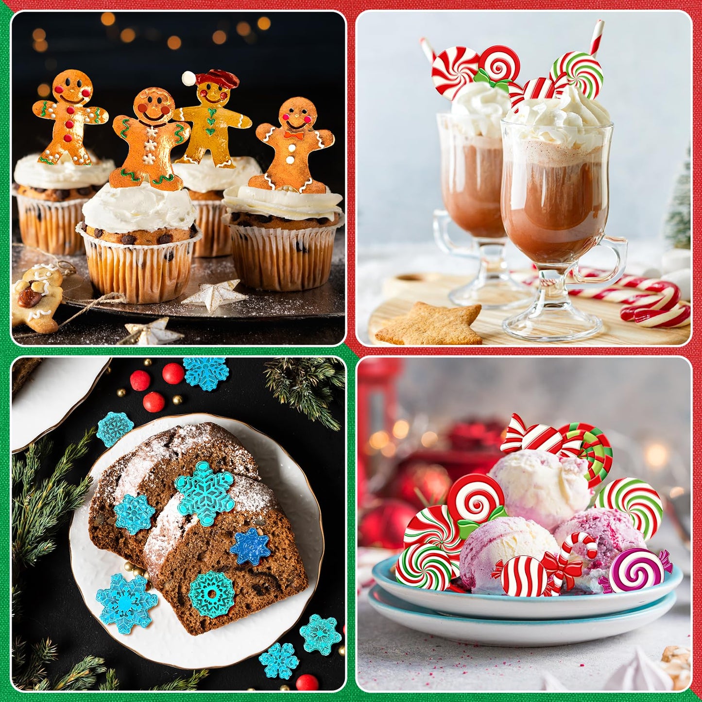Whaline 3Pcs Christmas Candy Fondant Mold Pink Gingerbread Man Snowflake Silicone Mold Assorted Chocolate Candy Mould for Xmas Winter Party Cupcake Sugar Craft Gum Resin Clay
