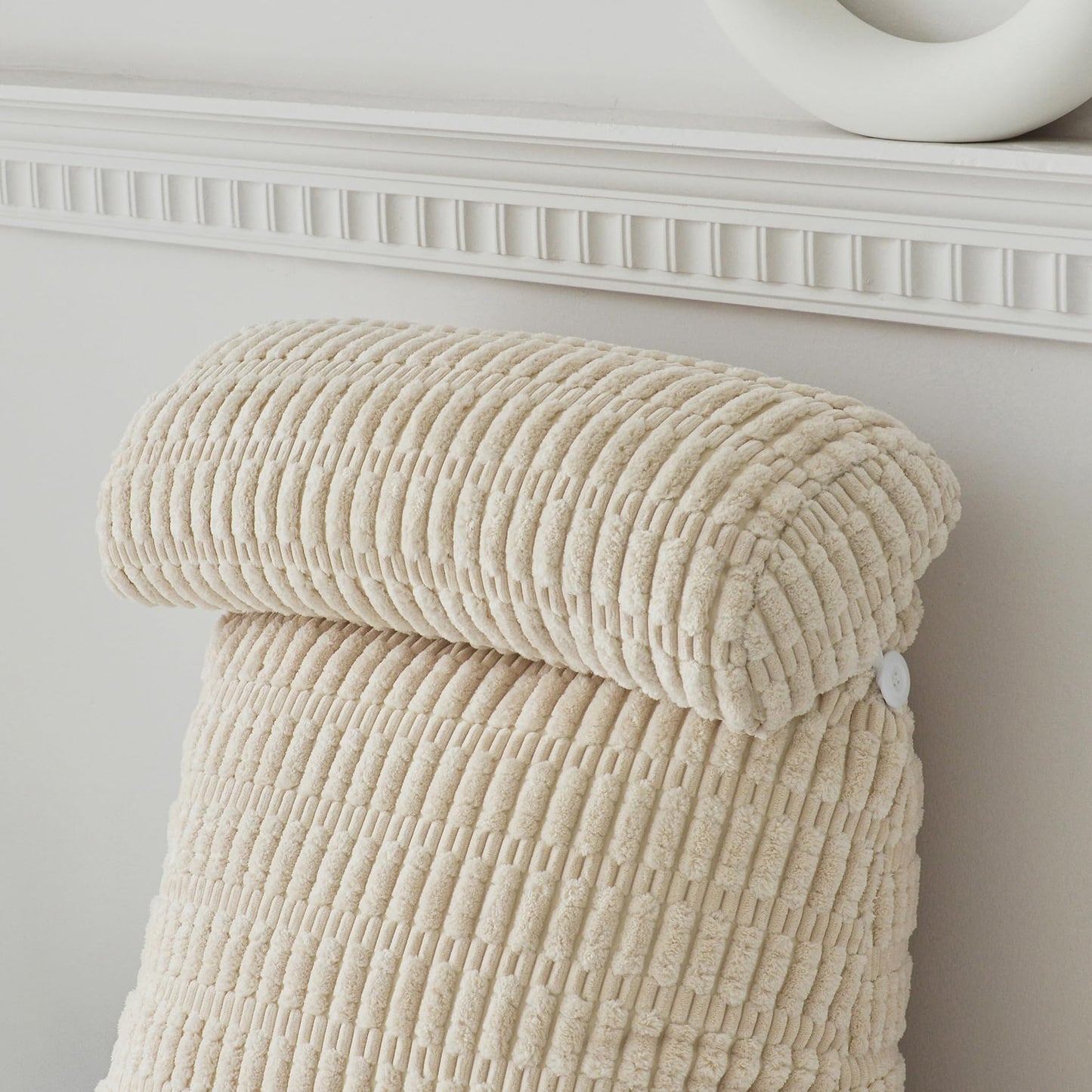 WERDIM Reading Pillow with Detachable Neck Roll, Large Back Pillow for Sitting Up in Bed Couch, Adult Bed Rest Pillow with Arms for Reading/Watching TV/Gaming, Beige