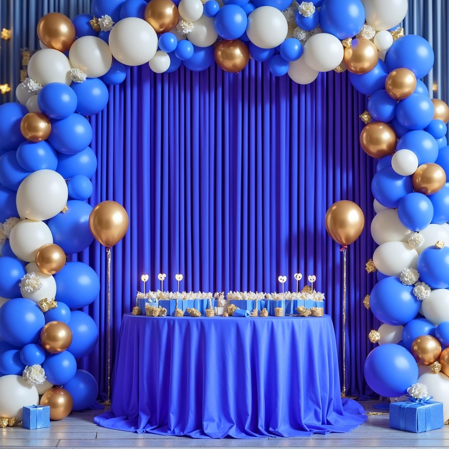 8 x 10ft Royal Blue Backdrop Curtains for Graduation Photo Backdrop Drapes Wrinkle Free Polyester Curtain Panels Soft Fabric Back Drop for Wedding Birthday Party Anniversary Event Retirement, 2 Panels