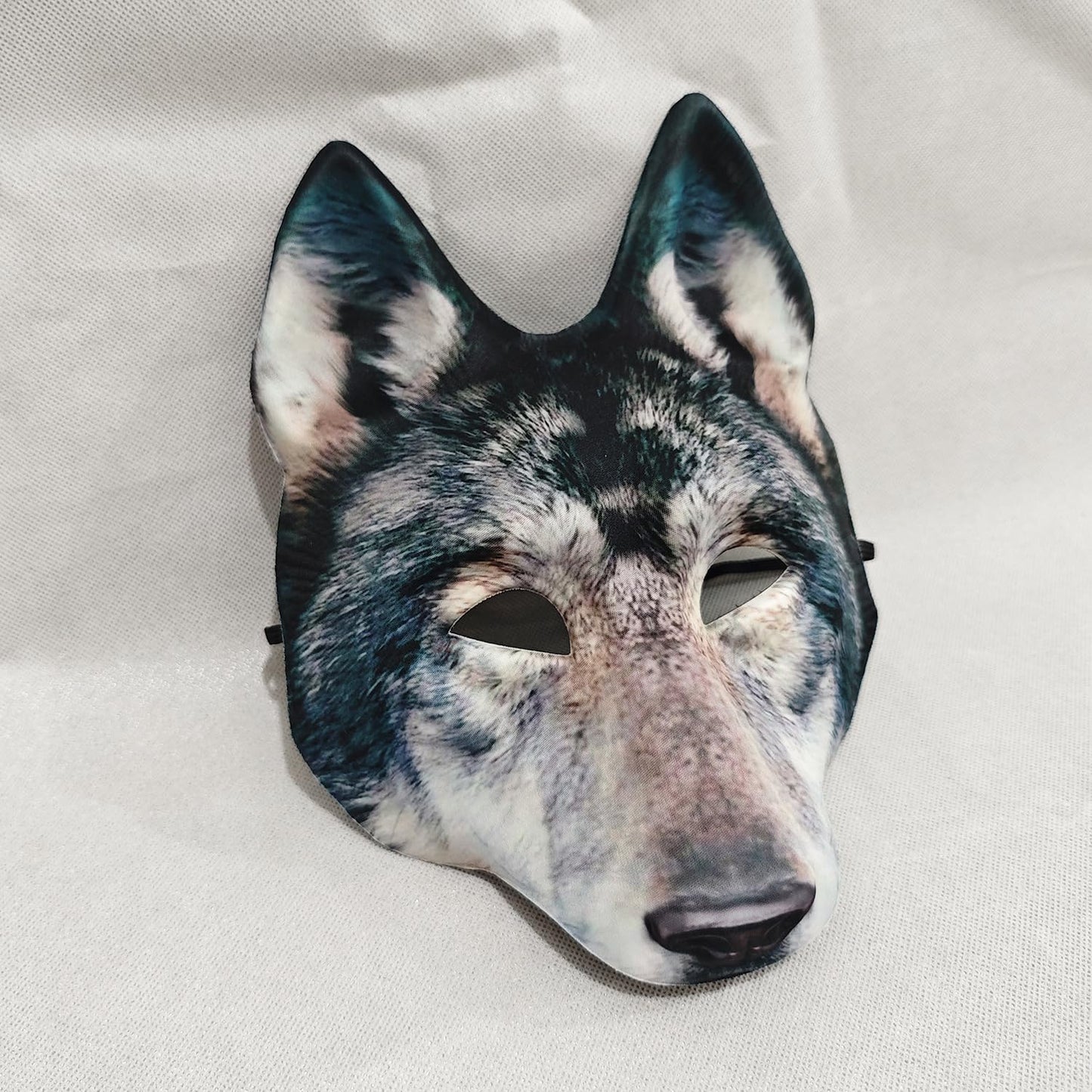 1Pcs Wolf Mask Halloween Half Face Wolf Mask Masquerade Mask for Halloween Christmas Carnival Cosplay Costume Accessories (Grey)