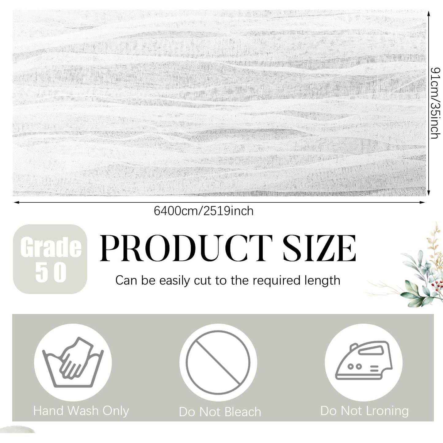1 Roll Grade 50 Cheese Cloth for Straining 70 Yard 100% Unbleached Cotton Fabric Reusable Cheese Cloth Bulk Cheesecloth Table Runner for Cooking, Wedding Decor, Straining, White