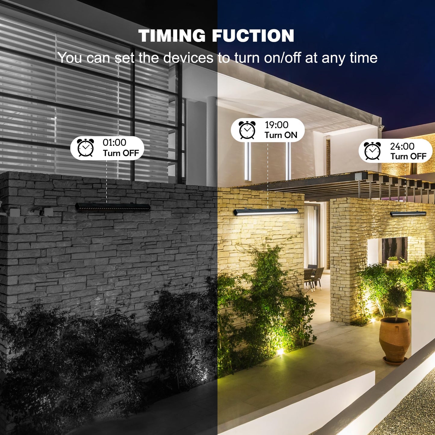 Yasotek Smart Wall Washer Lights Adjustable Color Temperature 2700K-6500K,72W 9600lm 1%-100% Brightness Dimmable LED Bar Light APP & Remote Control for Outdoor, Compatible with Alexa/Google Assistant