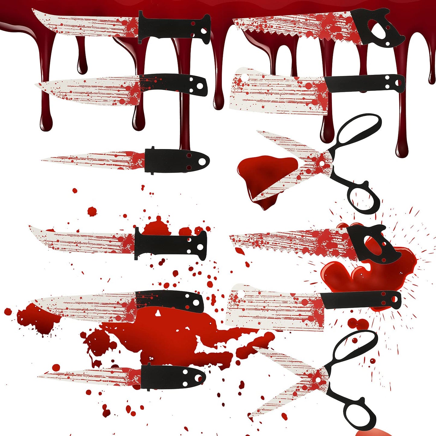 4 Pcs Have A Killer Birthday Banner Halloween Party Decorations Knife Hanging Banner for Halloween Horror Themed Birthday Supplies