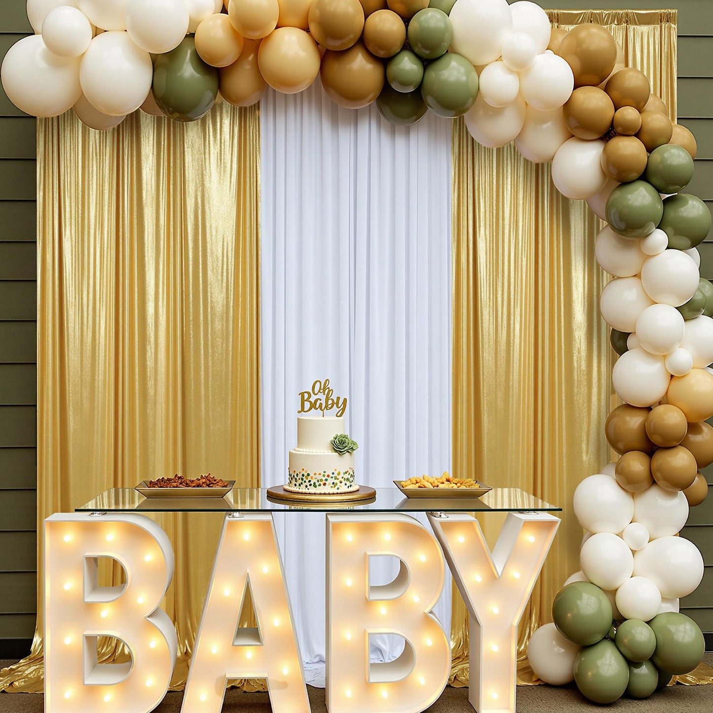 10ftx10ft Thick Gold Glitter Backdrop Curtain Panels for Parties, Wrinkle Free Sequin Sparking Photo Backdrop Drapes, 2 Panels 5x10ft Shimmer Back Drop Cloth for Wedding Birthday Photography